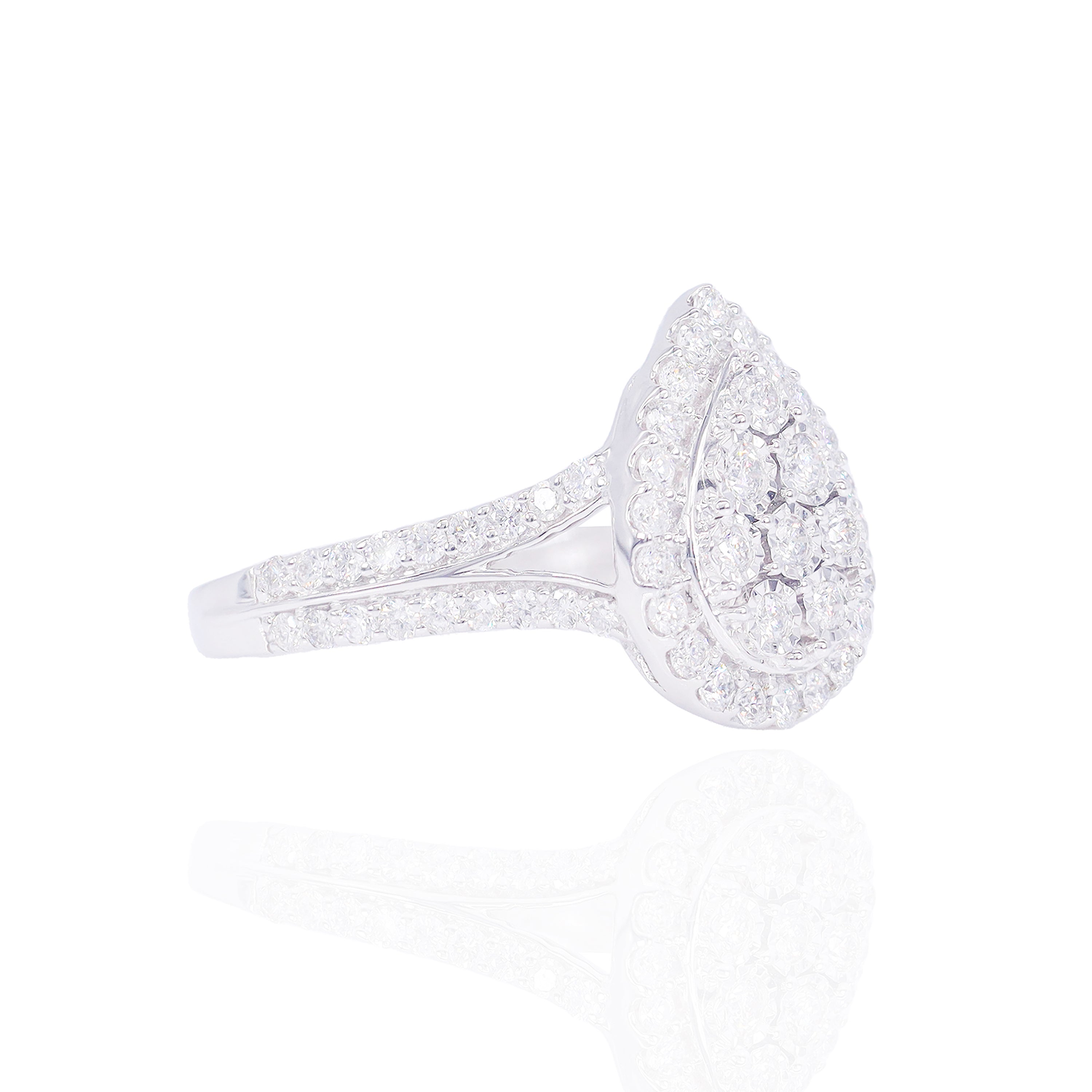 Pear Shaped with Halo and Open Band Diamond Engagement Ring
