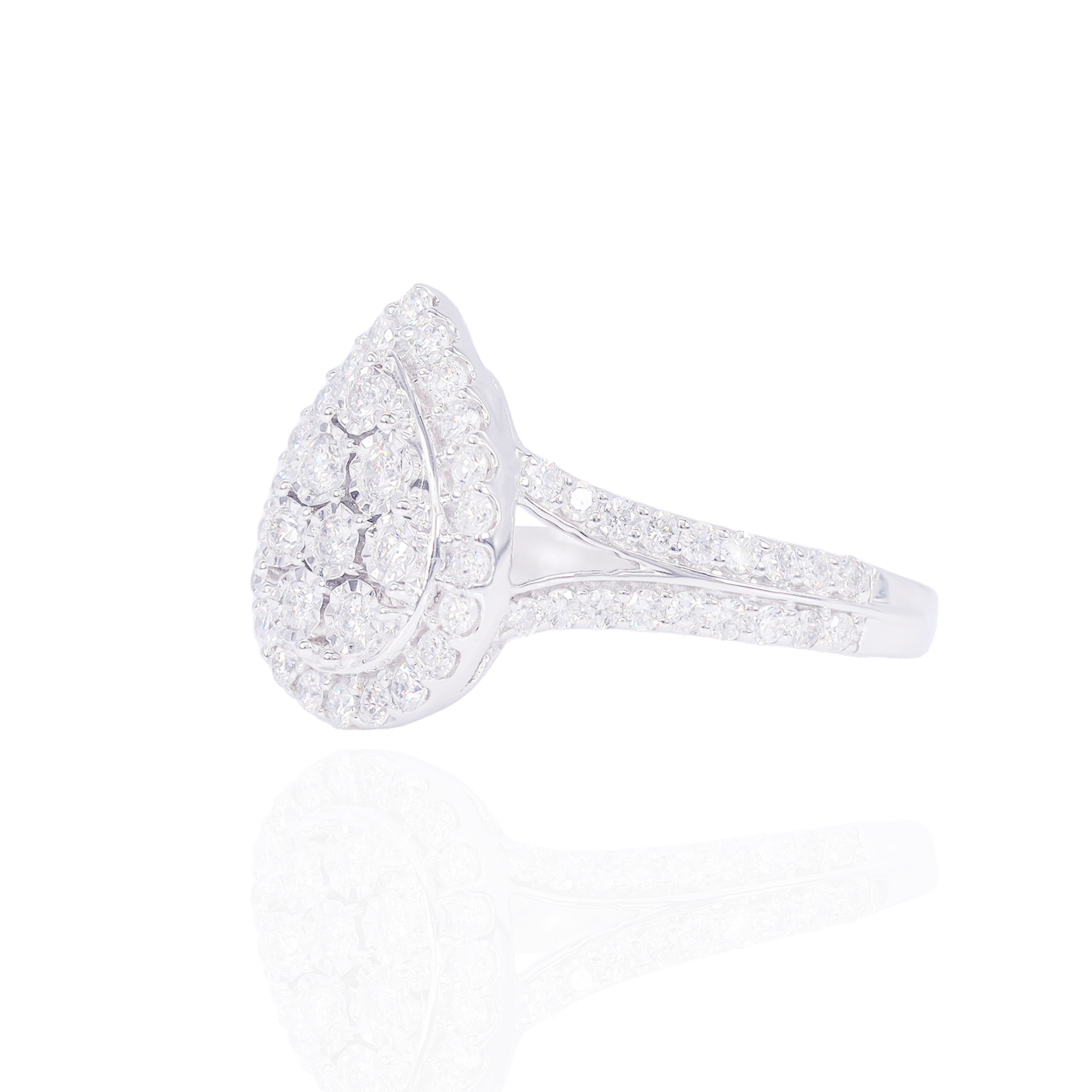 Pear Shaped with Halo and Open Band Diamond Engagement Ring