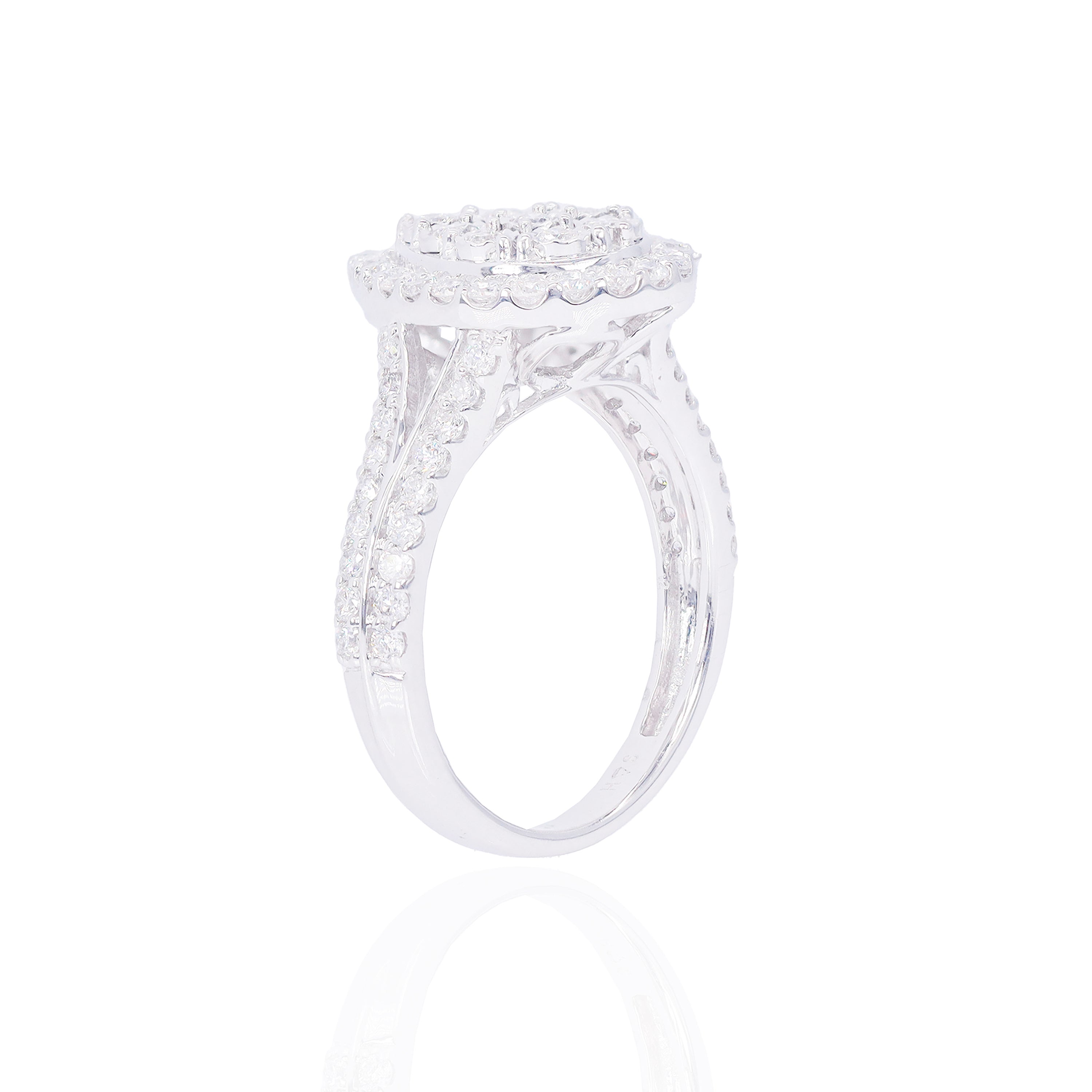 Pear Shaped with Halo and Open Band Diamond Engagement Ring