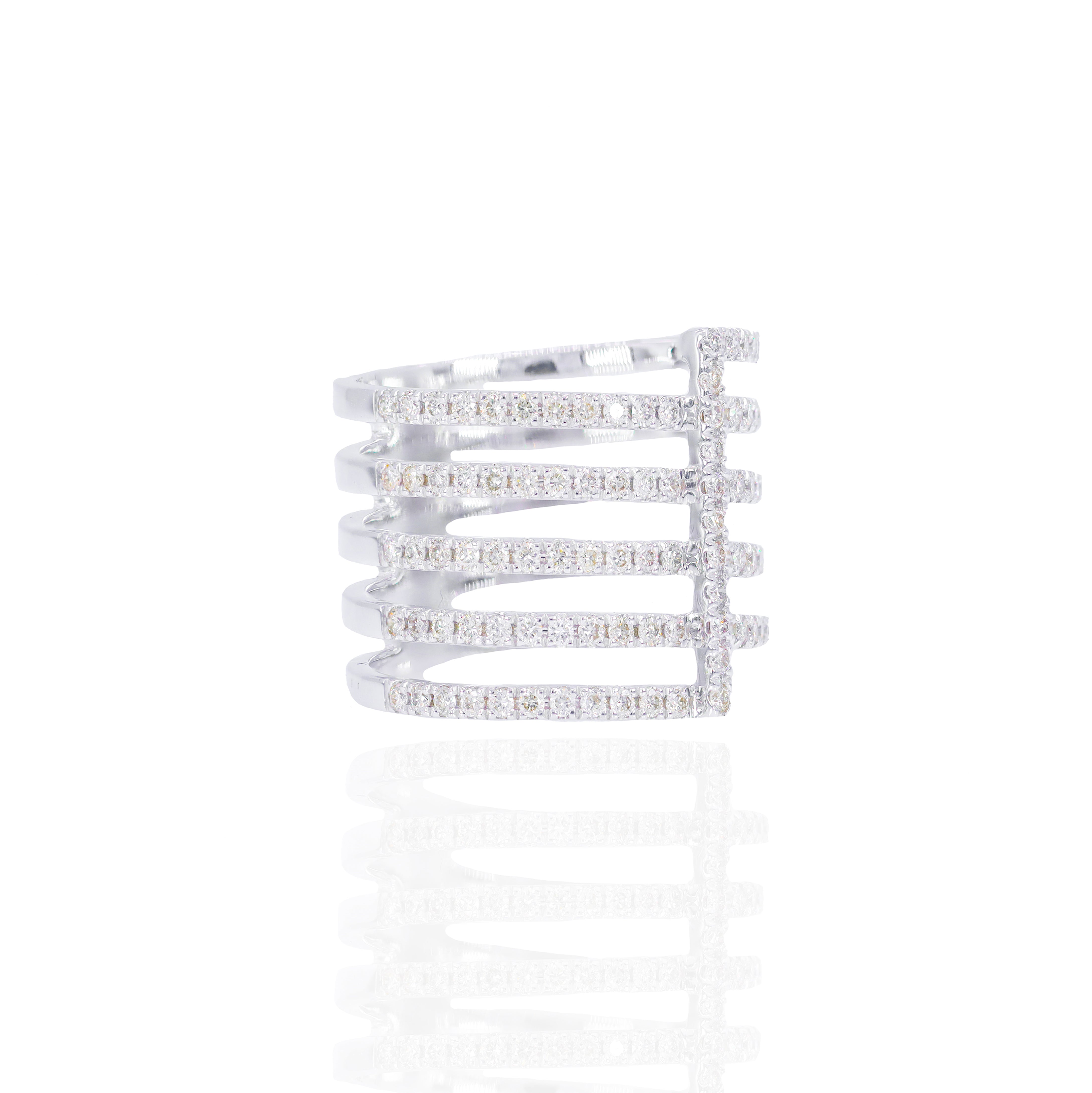 6-Spiral Stacked Diamond Ring