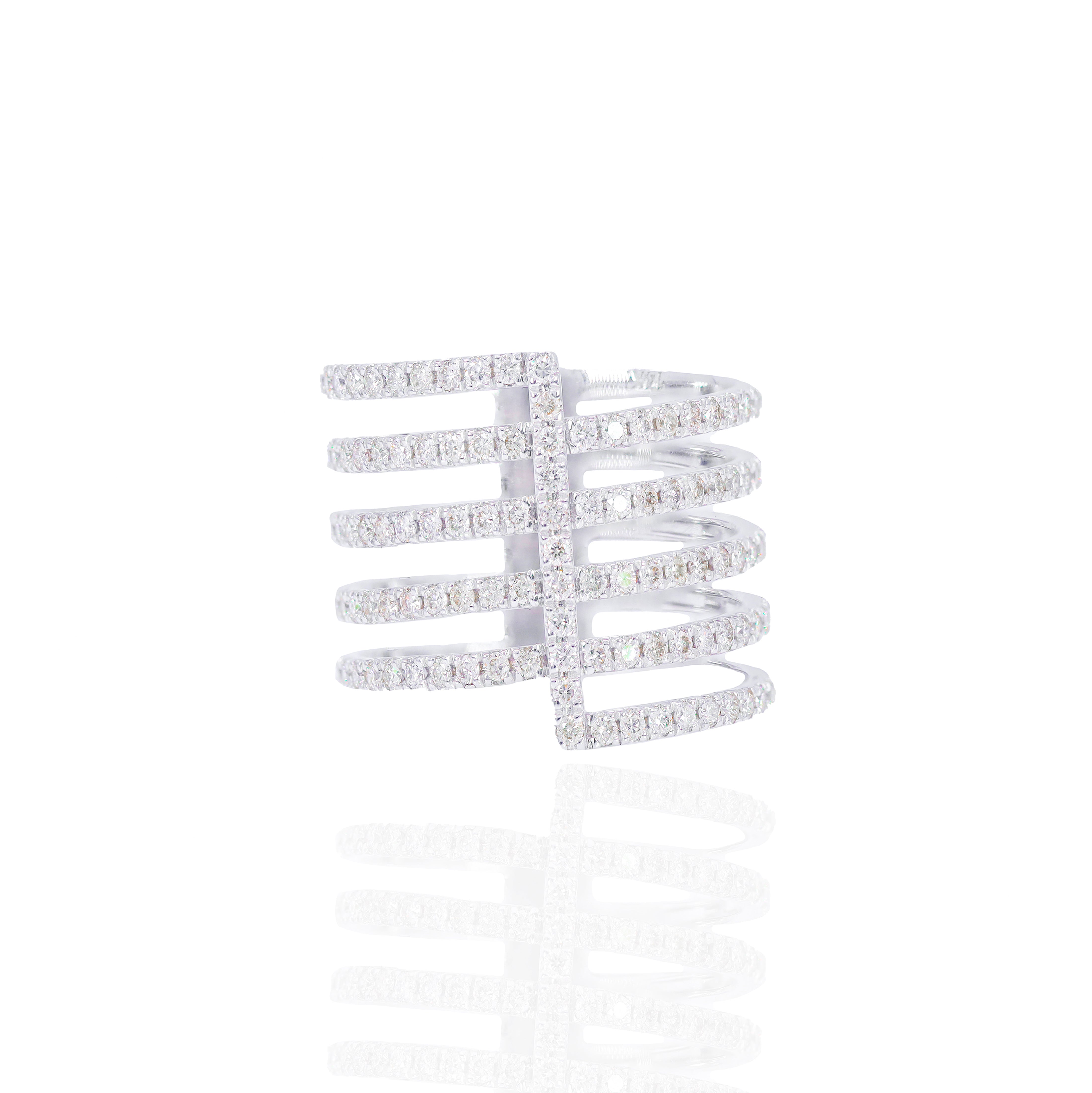 6-Spiral Stacked Diamond Ring
