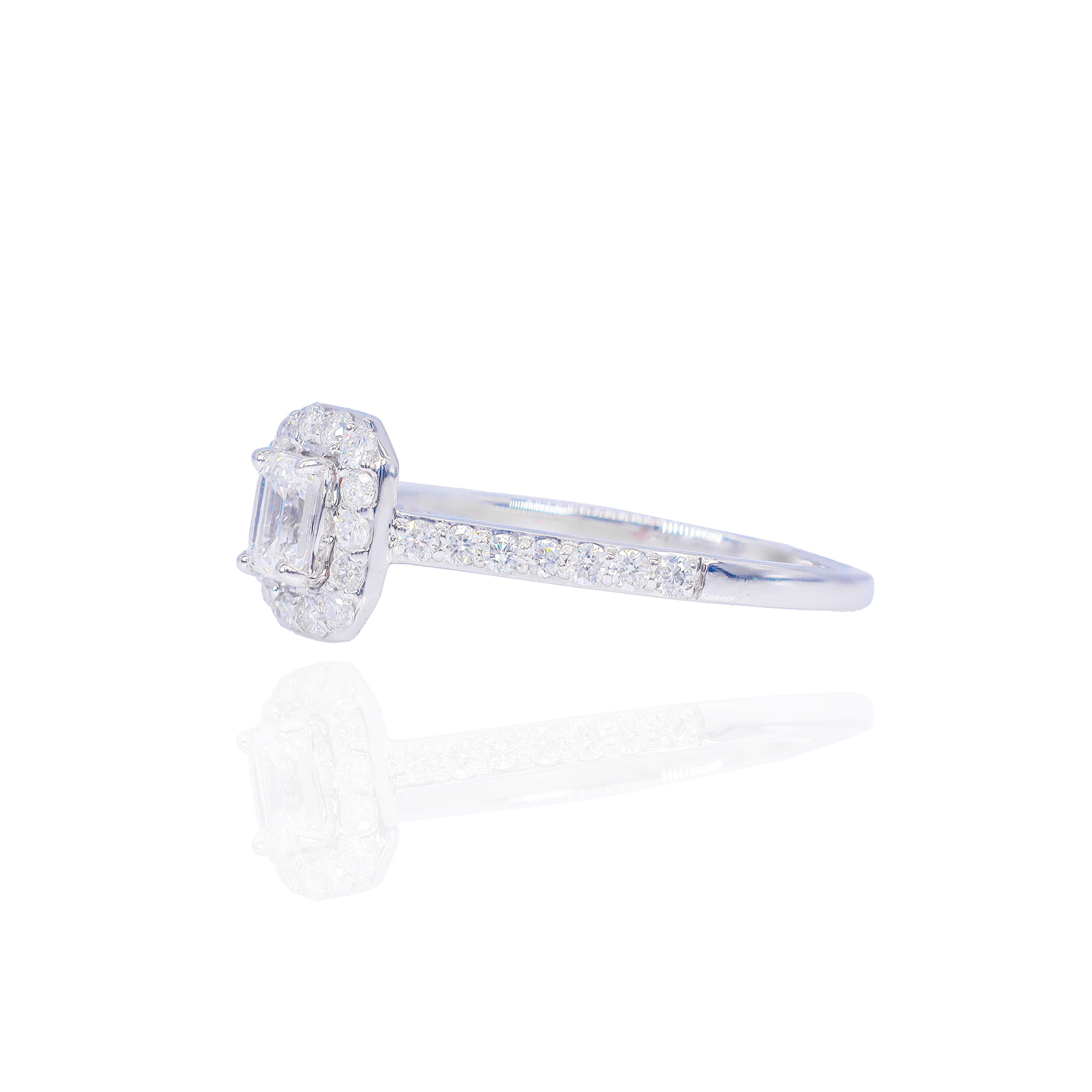 1/3 CT Emerald Cut with Halo Diamond Engagement Ring