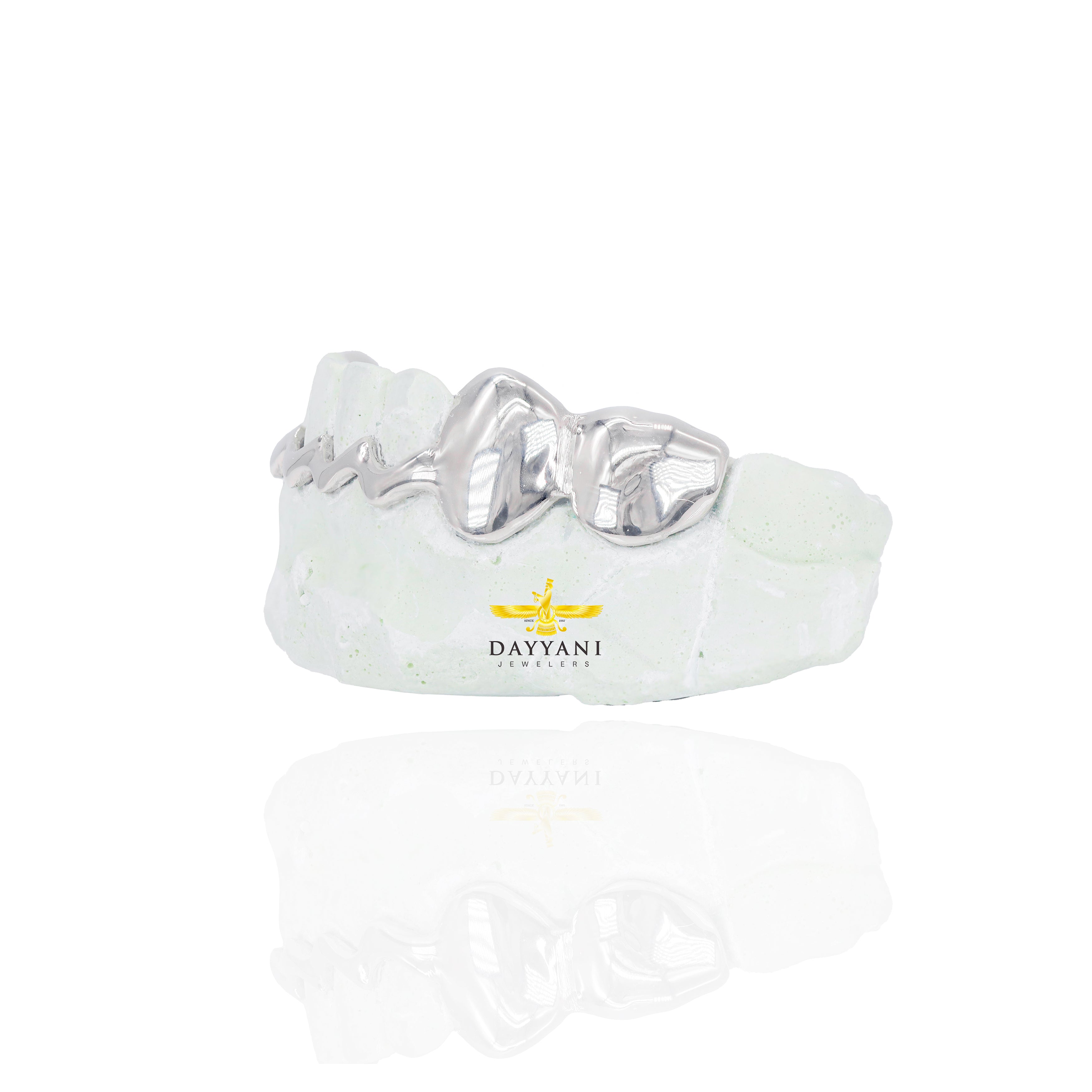 Custom One Row Wavy Front Bar w/ Solid Ends Gold Grillz