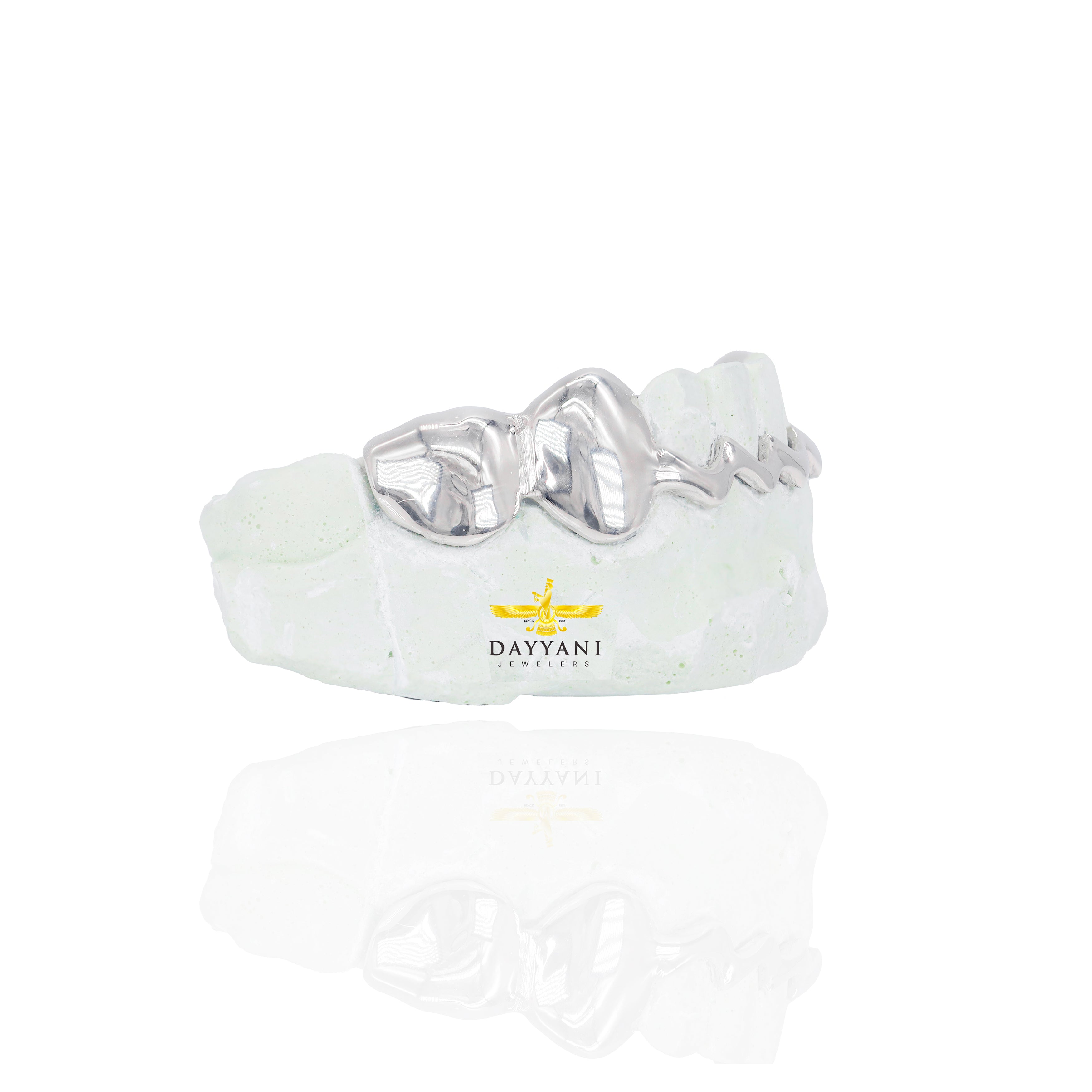 Custom One Row Wavy Front Bar w/ Solid Ends Gold Grillz