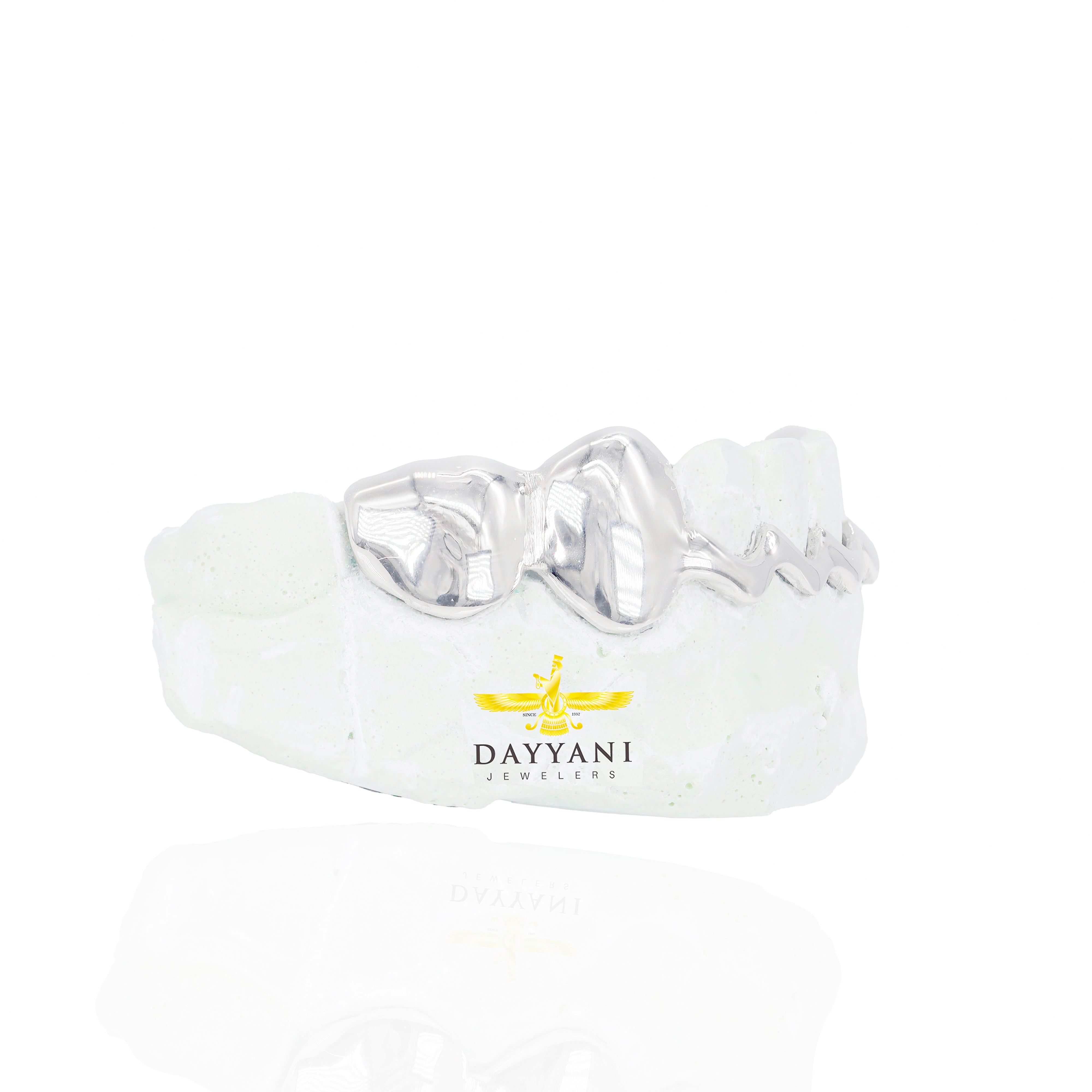 Custom One Row Wavy Front Bar w/ Solid Ends Gold Grillz