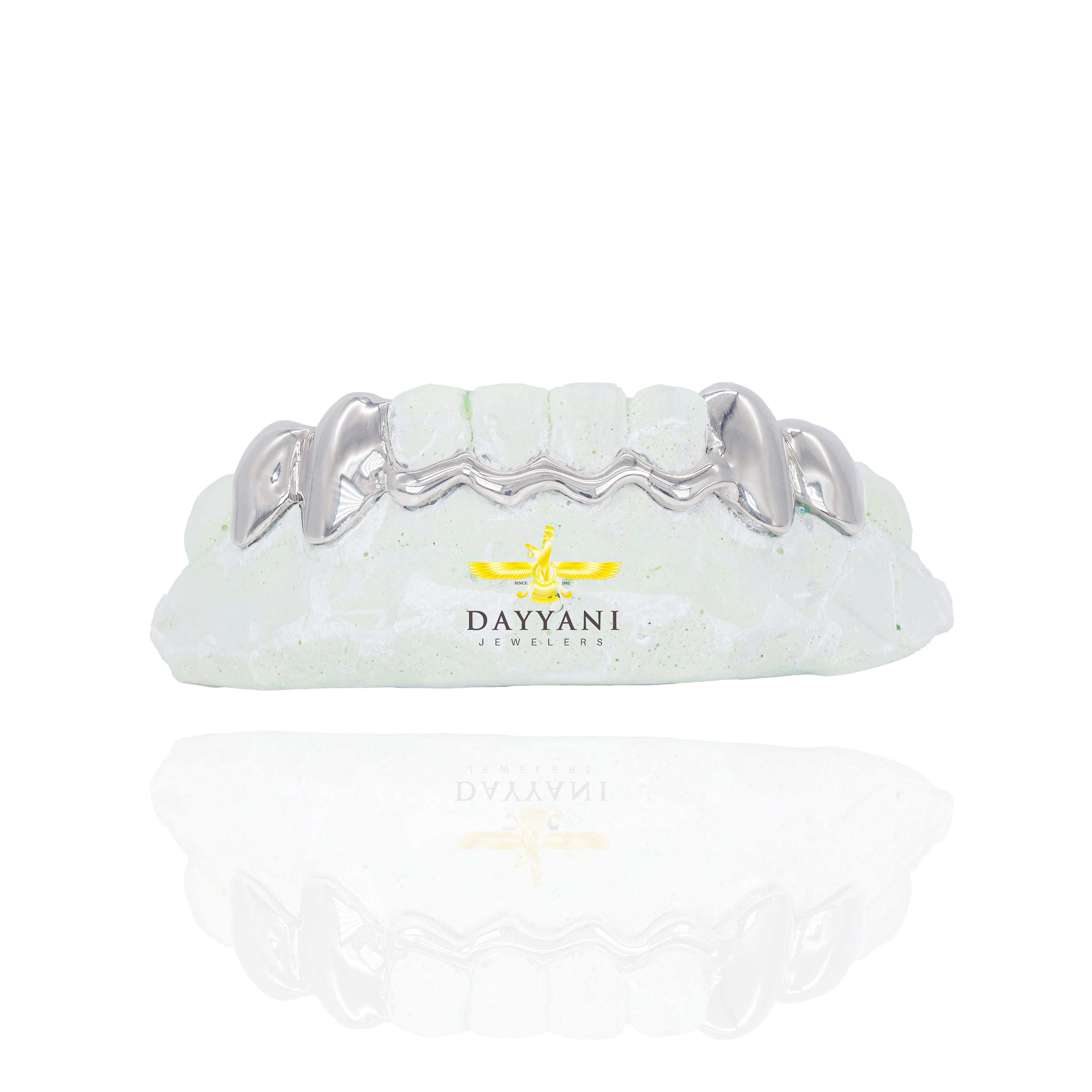 Custom One Row Wavy Front Bar w/ Solid Ends Gold Grillz