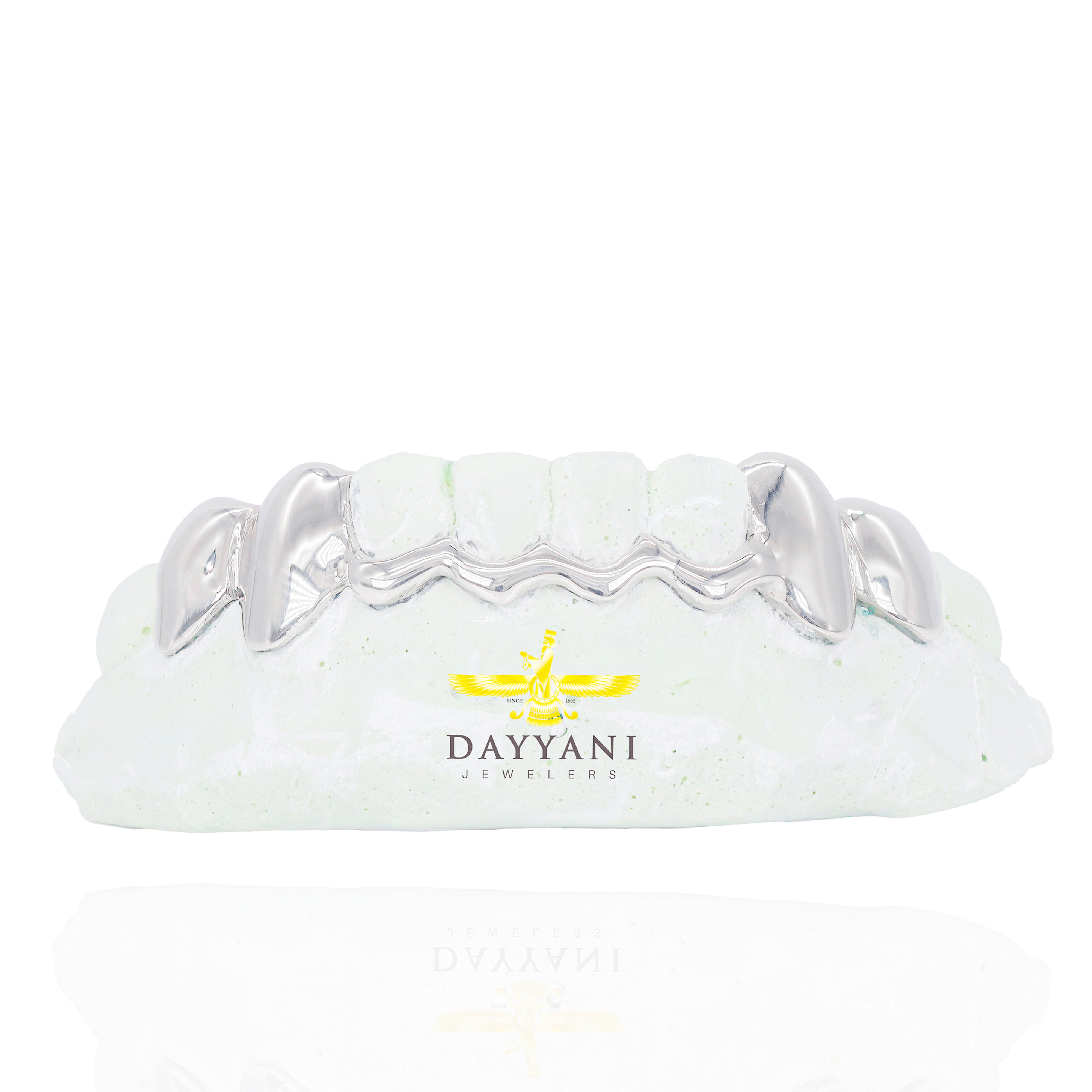 Custom One Row Wavy Front Bar w/ Solid Ends Gold Grillz