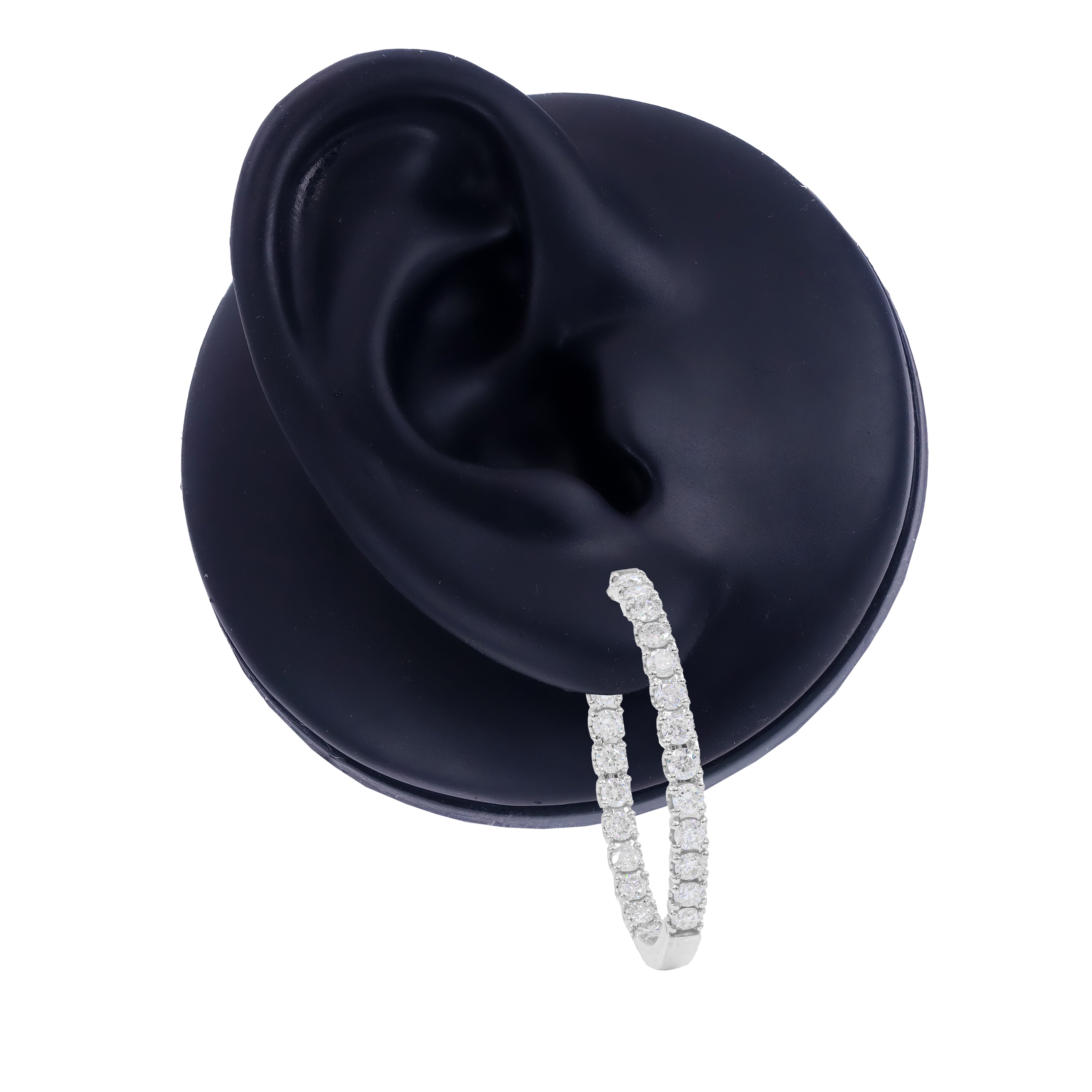 One Inch Diamond Hoop Earrings (Inner and Outer Diamond)