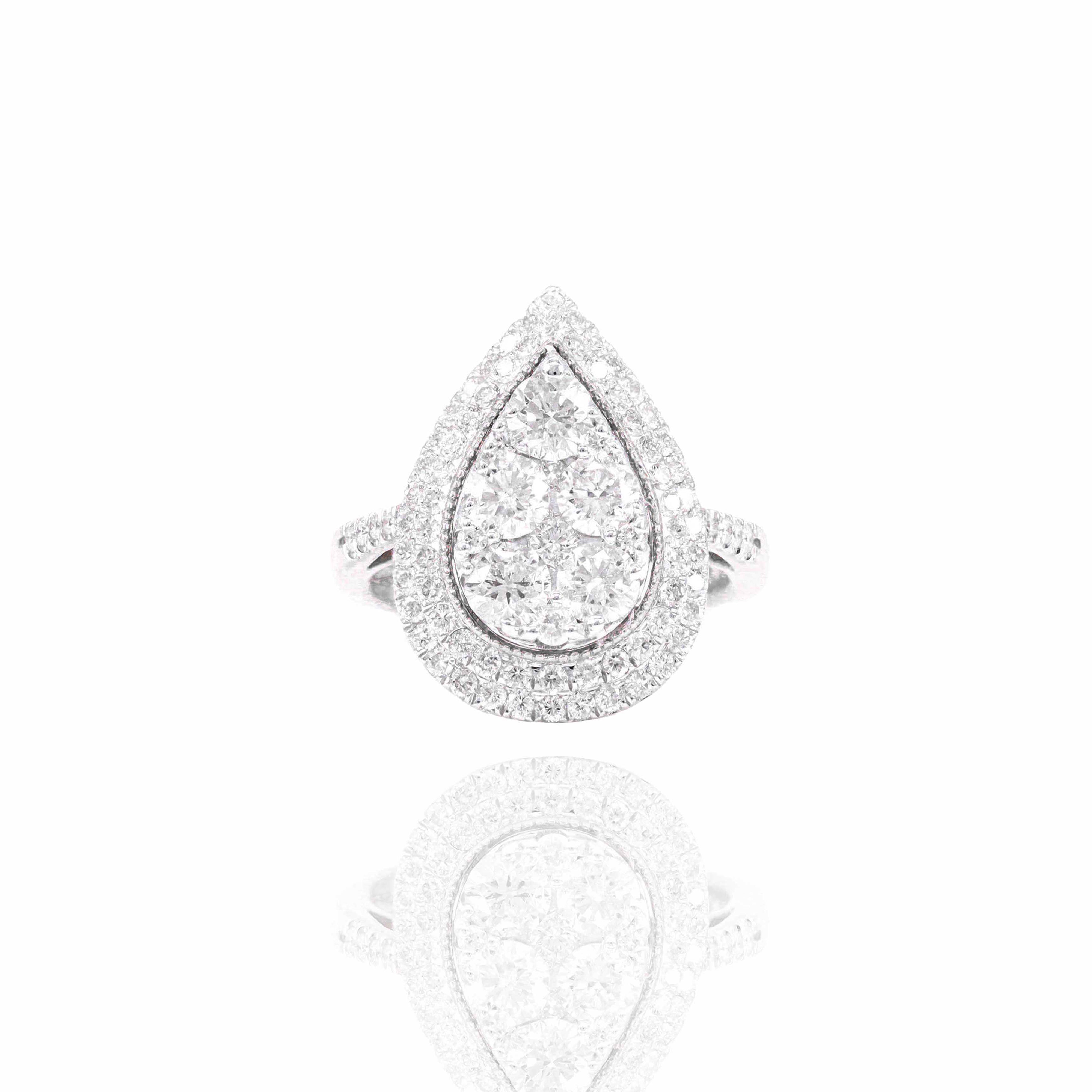5 Round Center Stone Pear Shape Engagement Ring