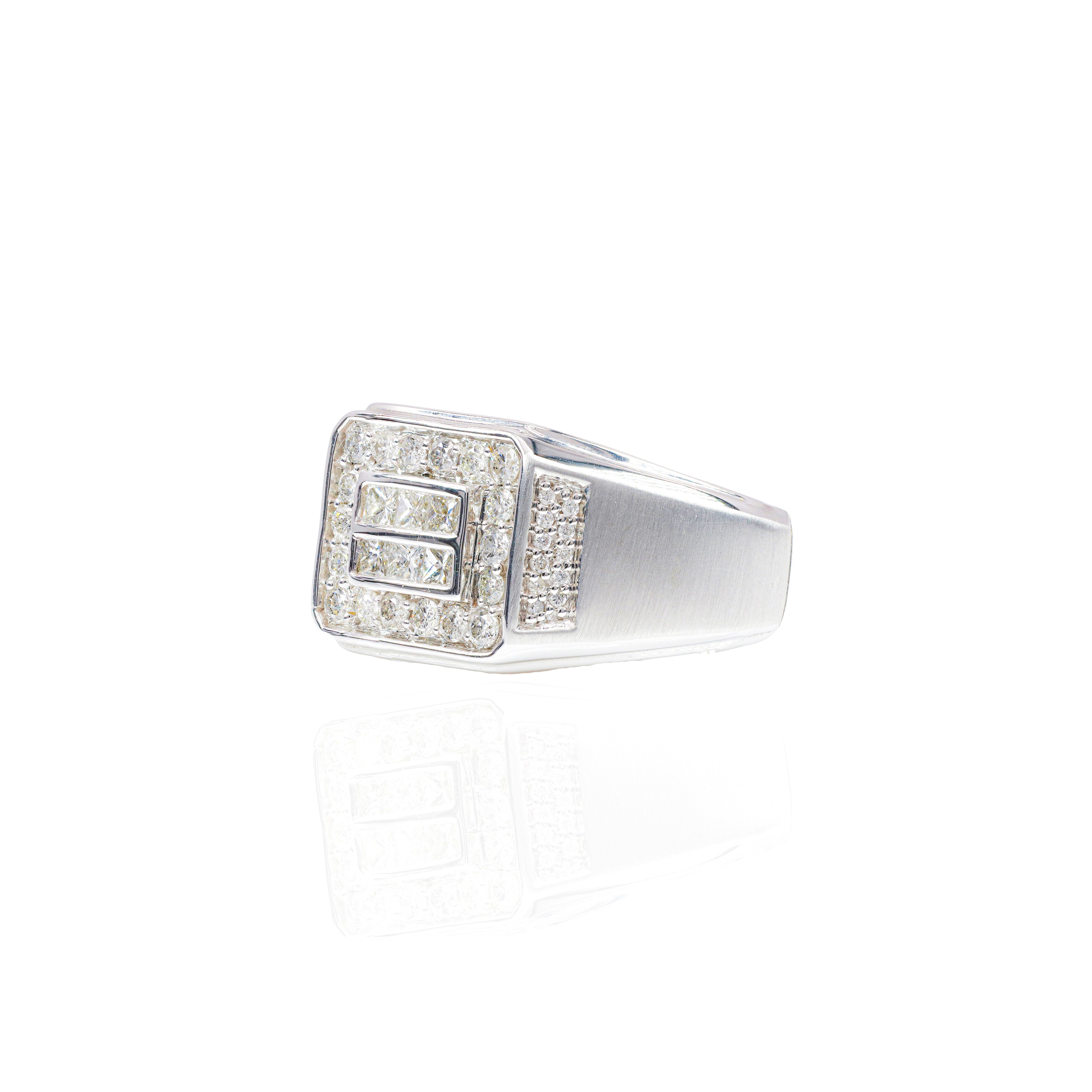 2 Row Princess Cut Center w/ Diamond Border Ring Band