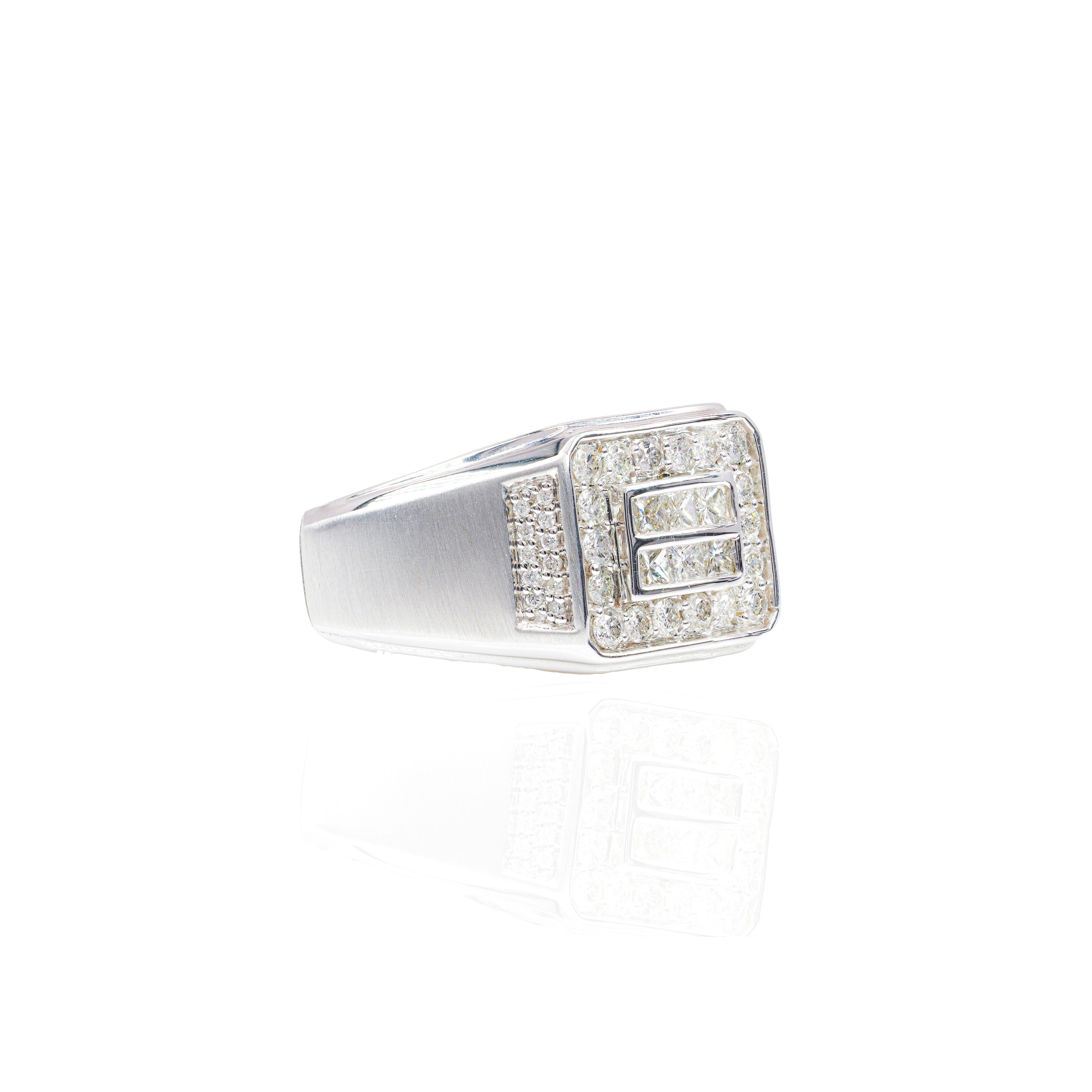 2 Row Princess Cut Center w/ Diamond Border Ring Band