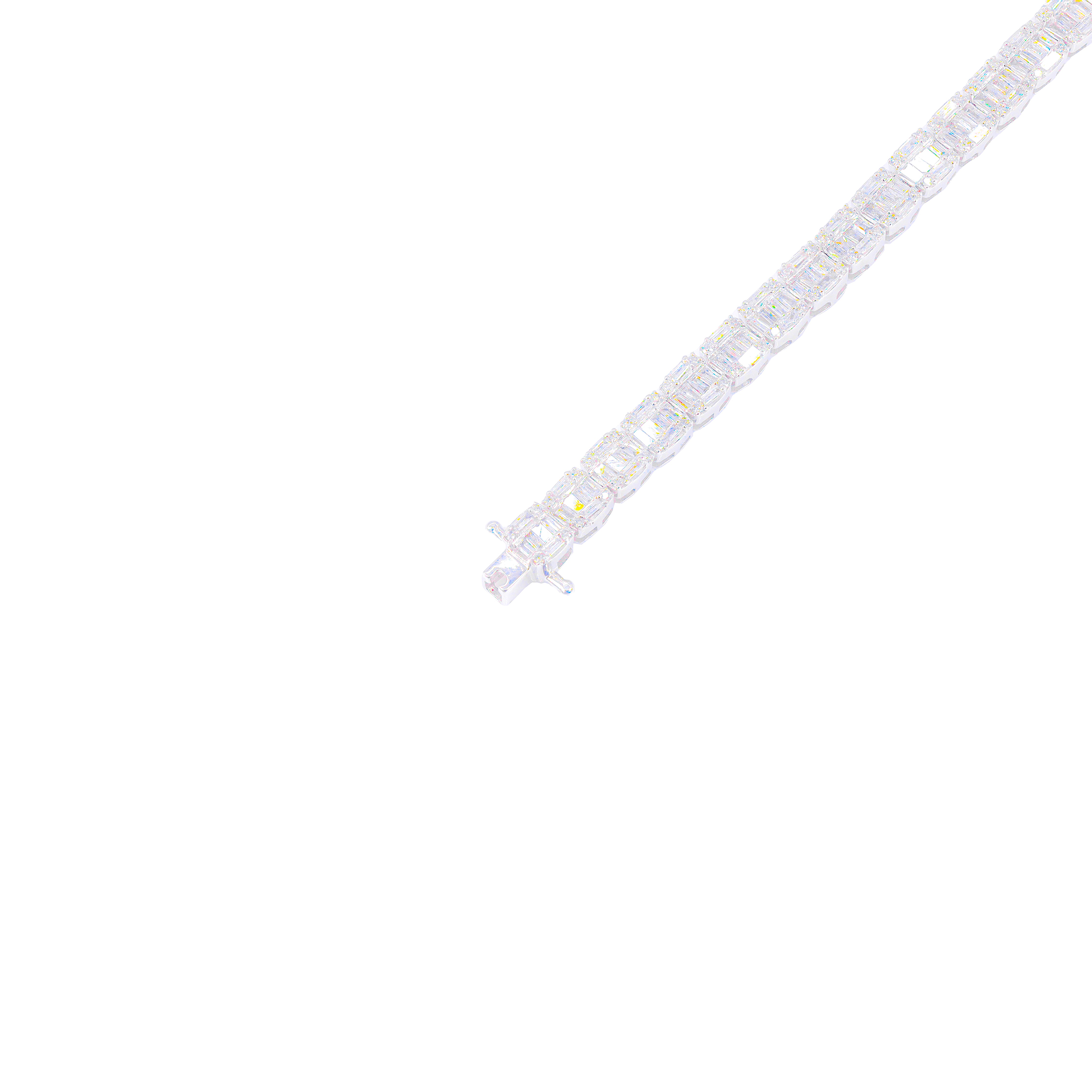 Square Link Baguette & Round Diamond Bracelet