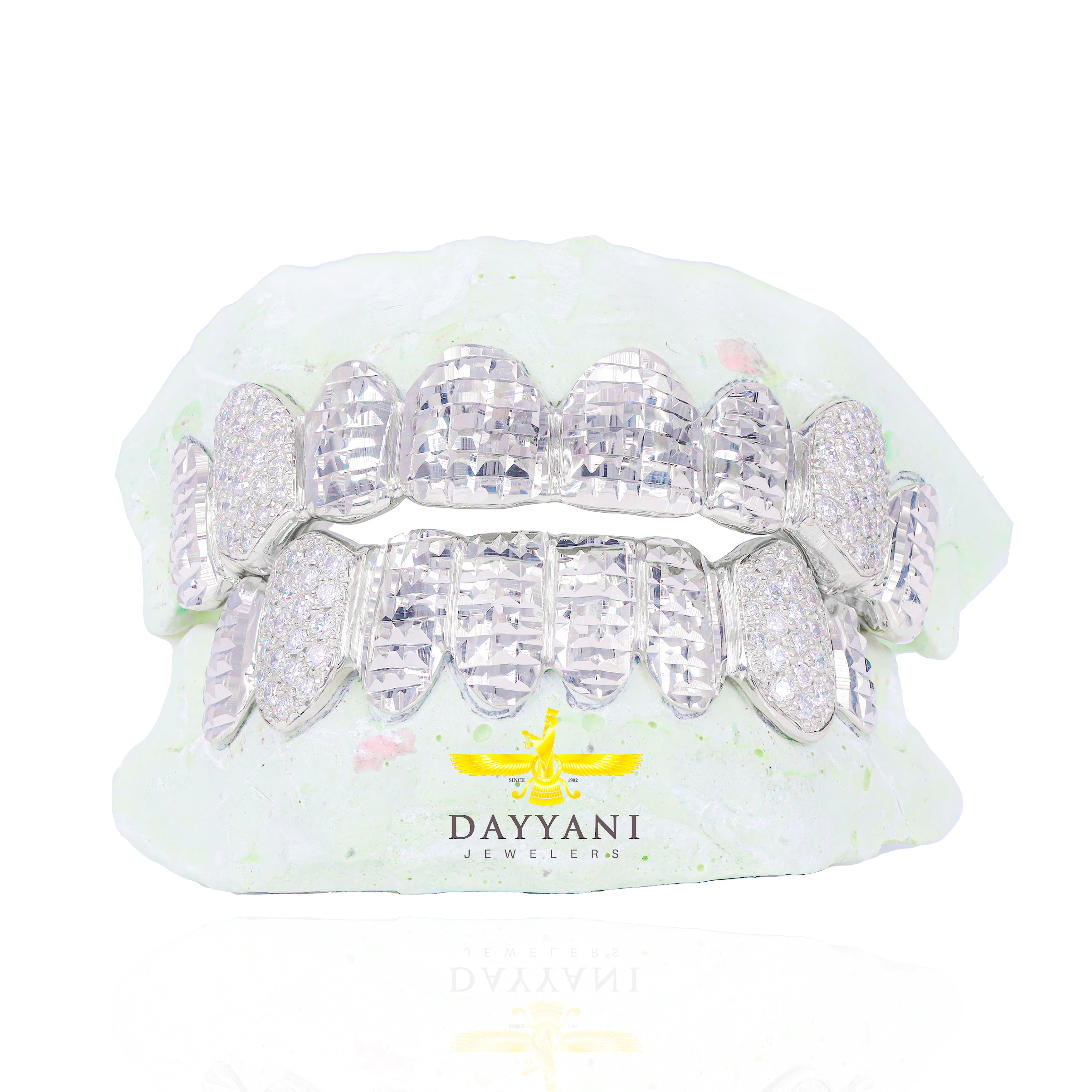 Custom 8 on 8 Princess Design Cuts with Bussdown on Fangs Gold Grillz