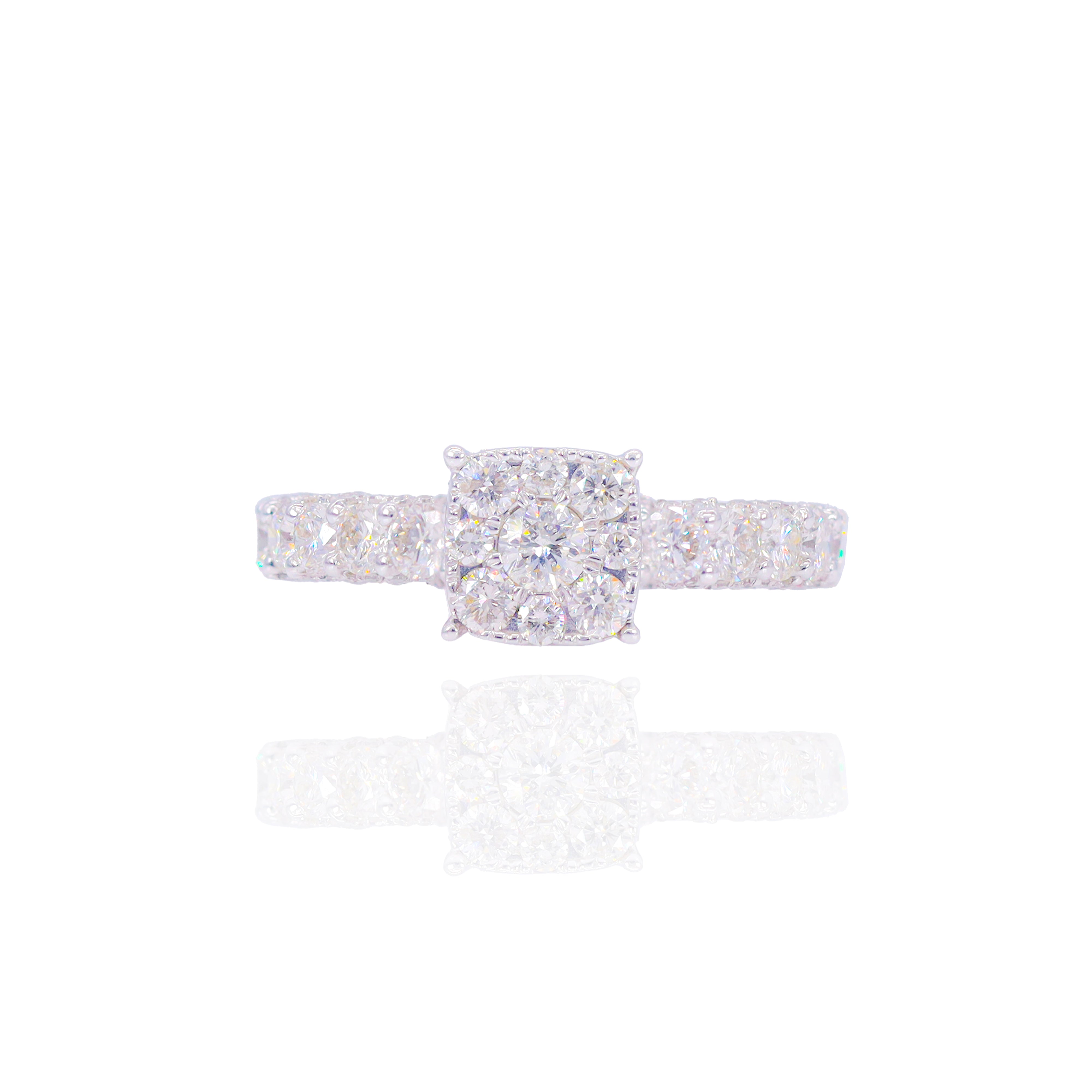 Round Diamond Engagement Ring with Halo & Hidden Halo (Trio-Set)
