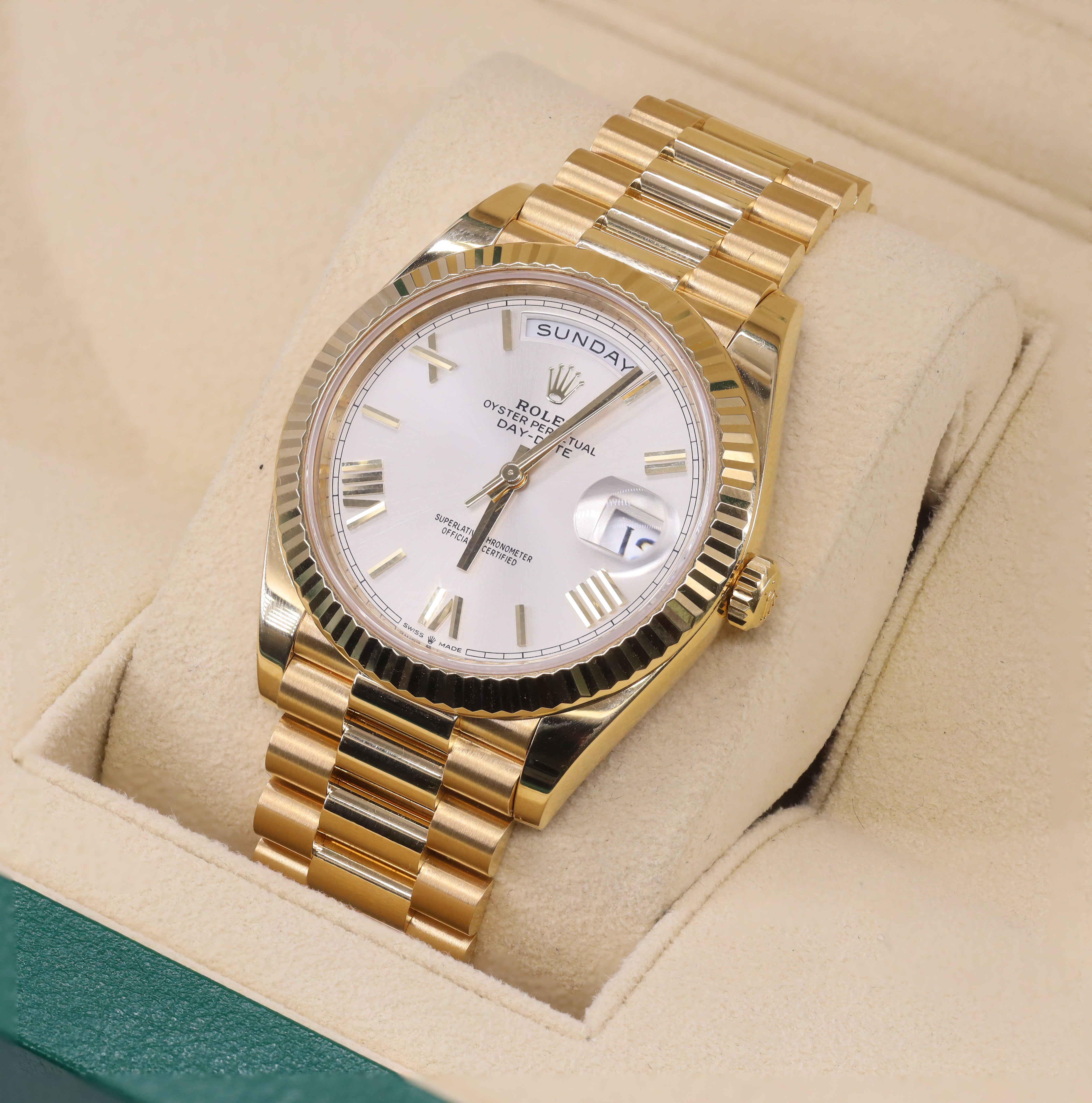 Rolex 228238 Day-Date 40mm Silver Roman Dial