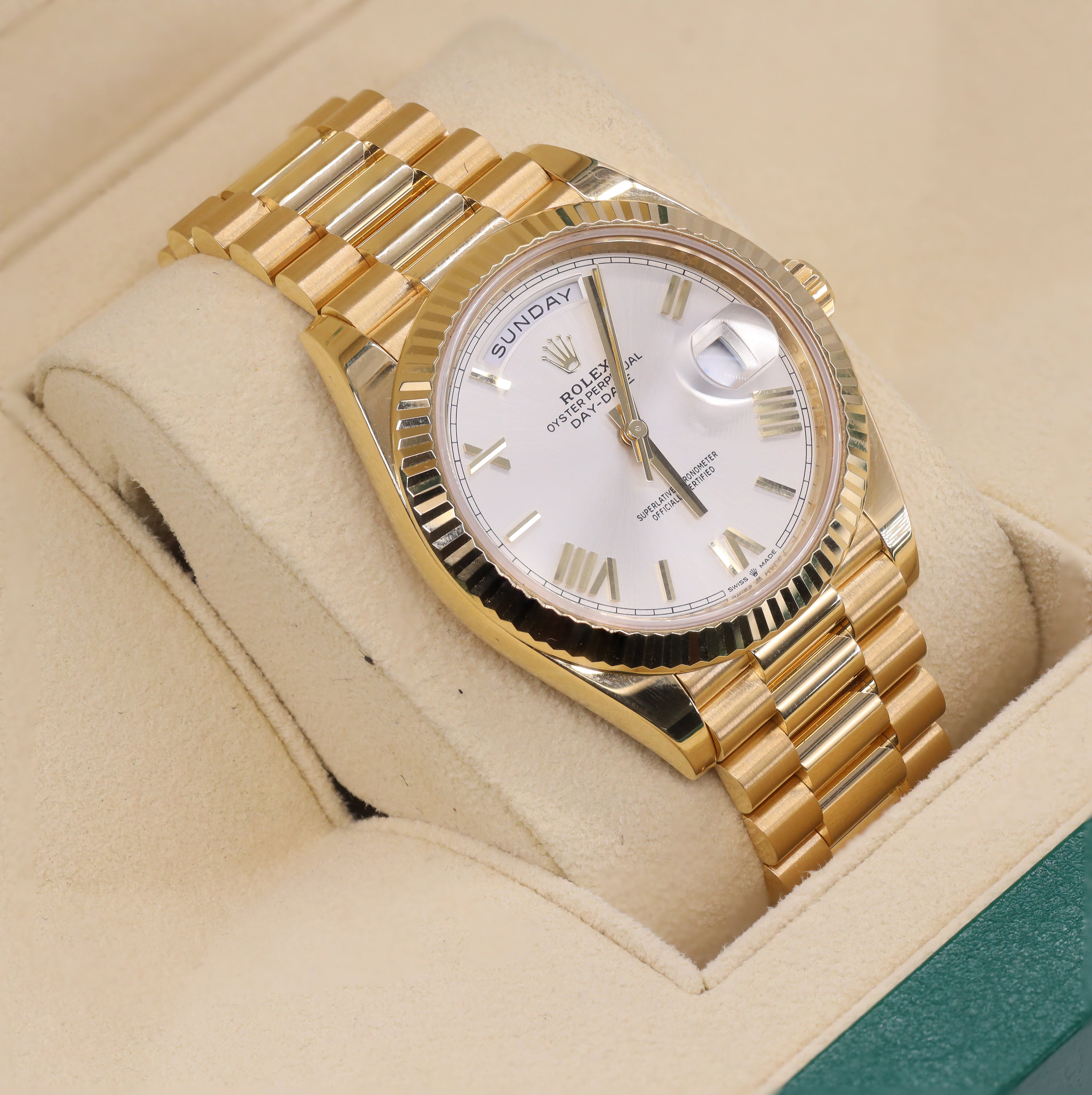 Rolex 228238 Day-Date 40mm Silver Roman Dial