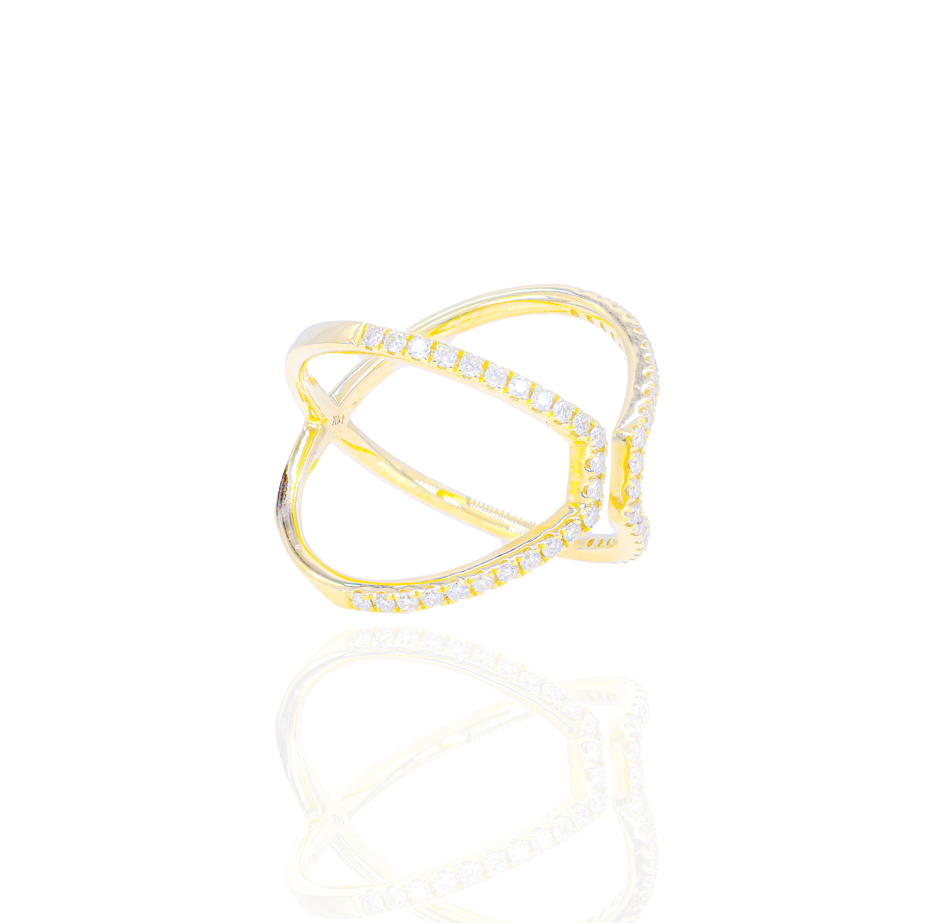 Open X Diamond Ring