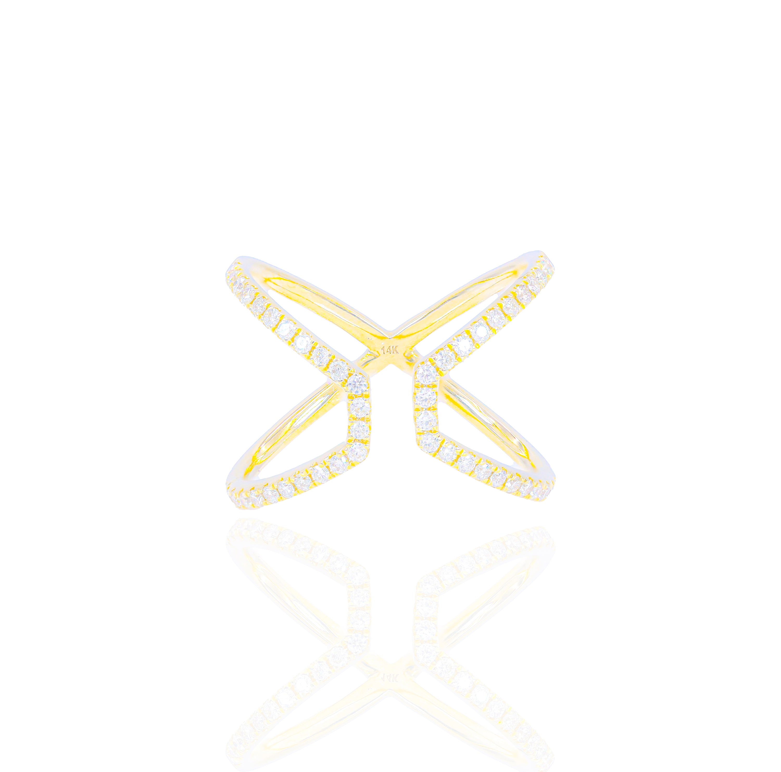 Open X Diamond Ring