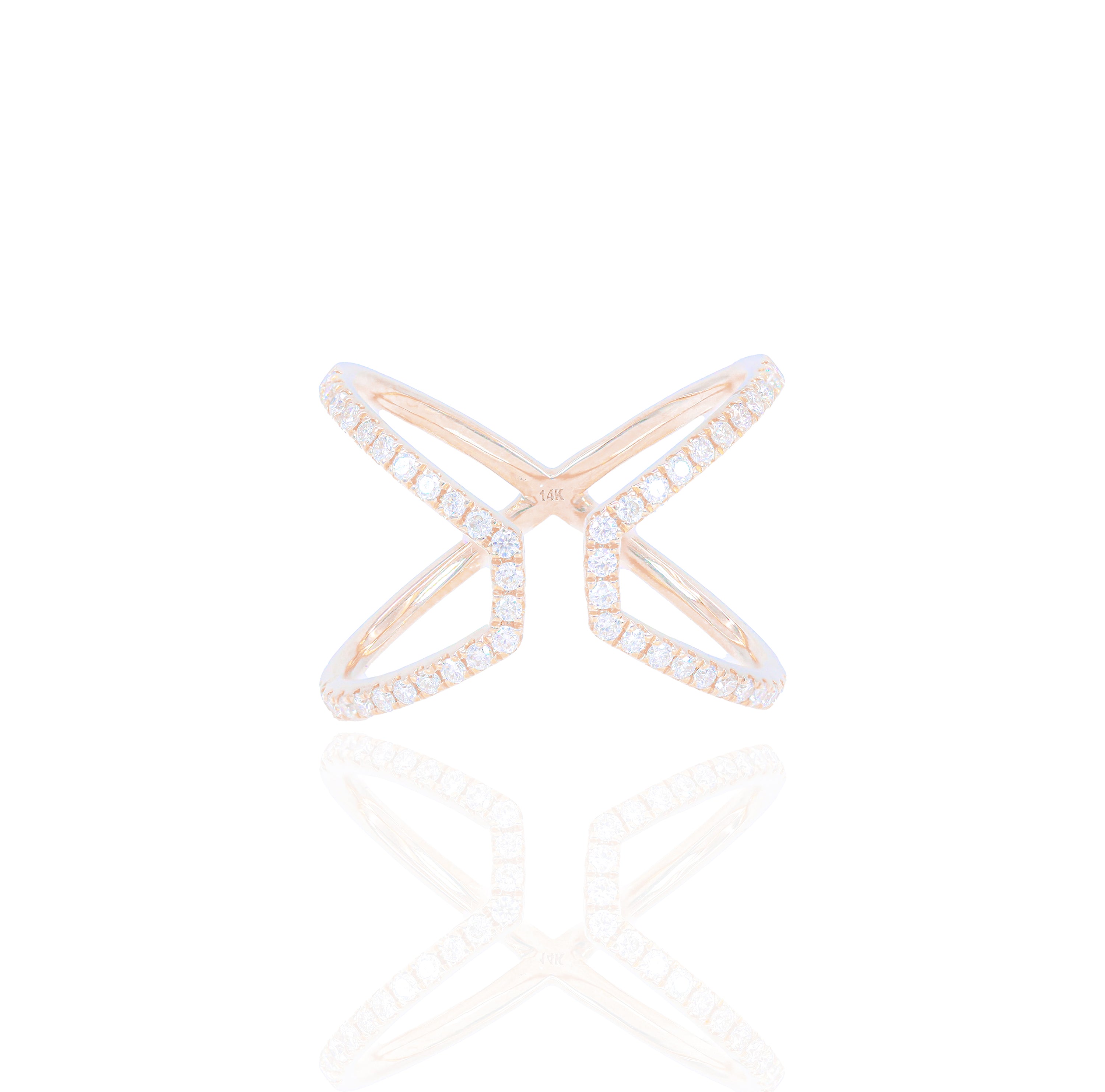 Open X Diamond Ring