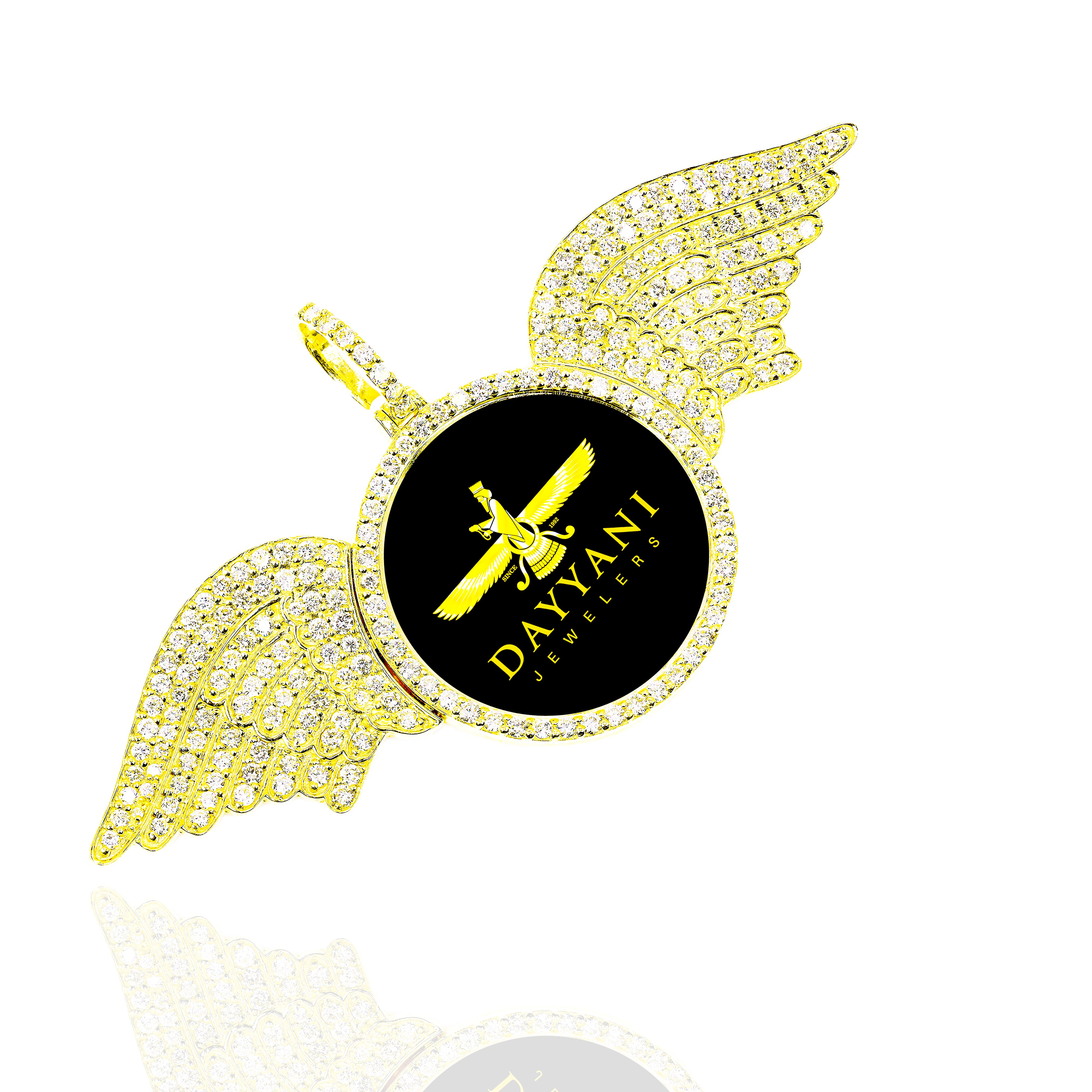 One Row Diamond Memory/Picture with Diamond Wings Pendant