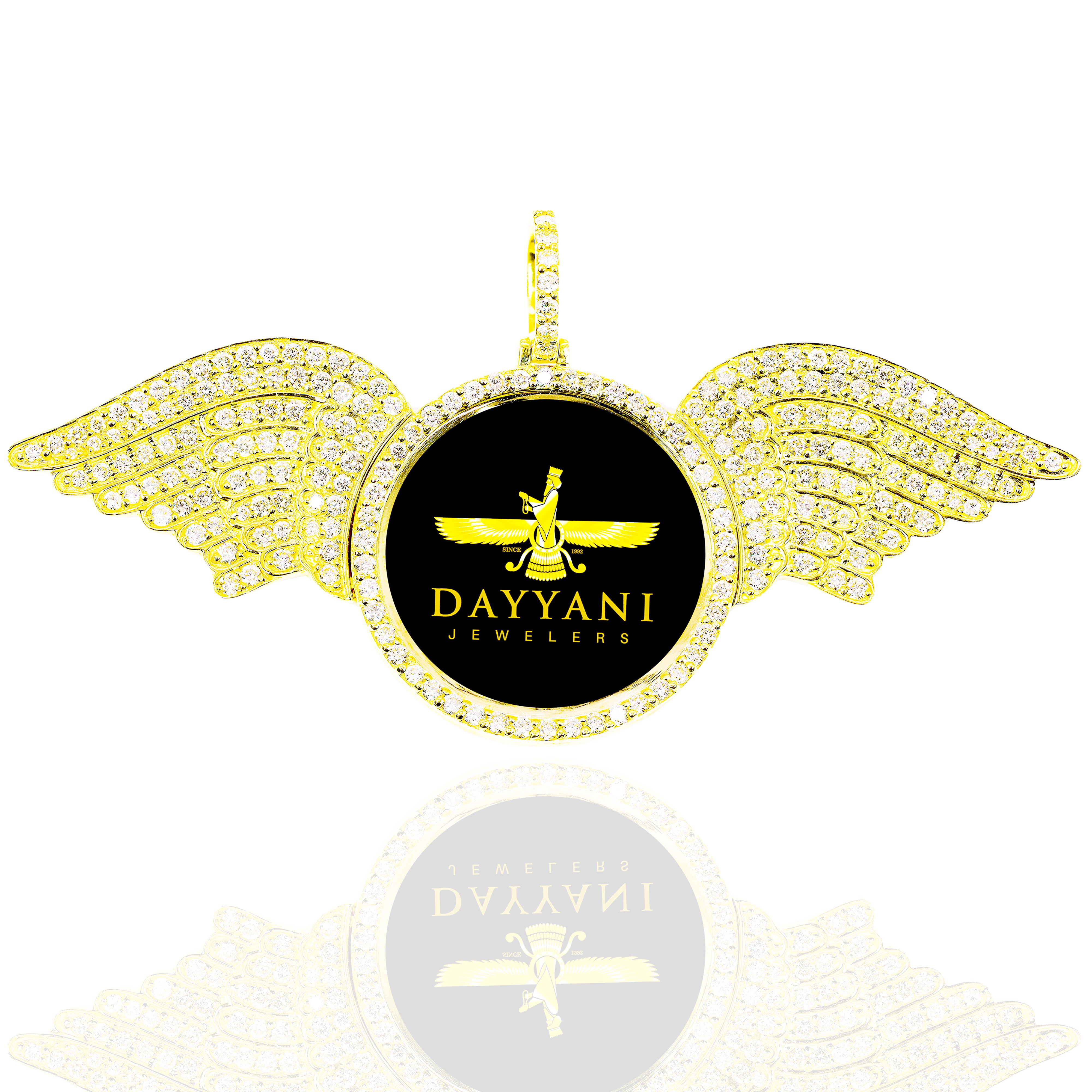 One Row Diamond Memory/Picture with Diamond Wings Pendant