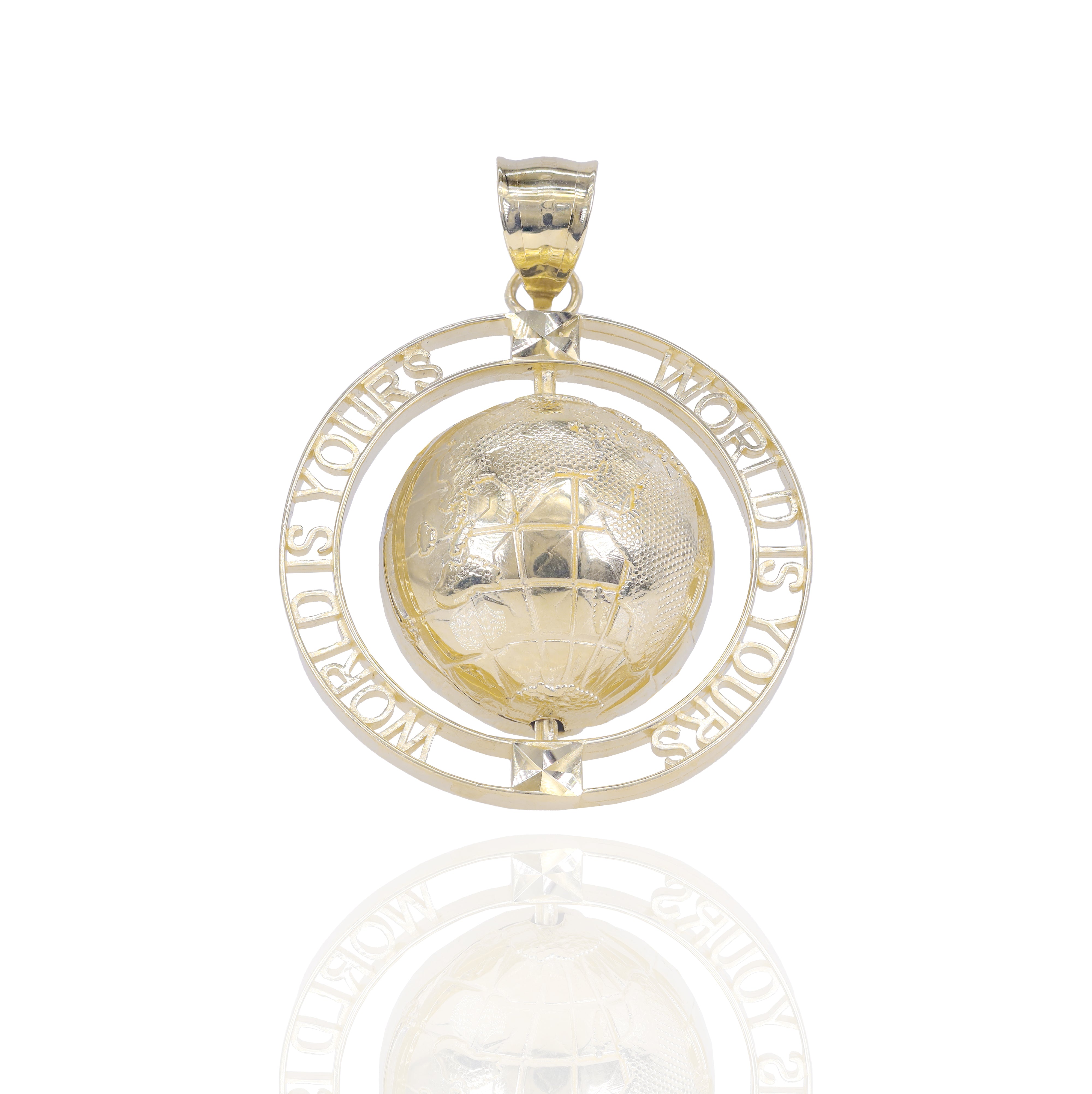 Gold Spinning World is Yours Pendant