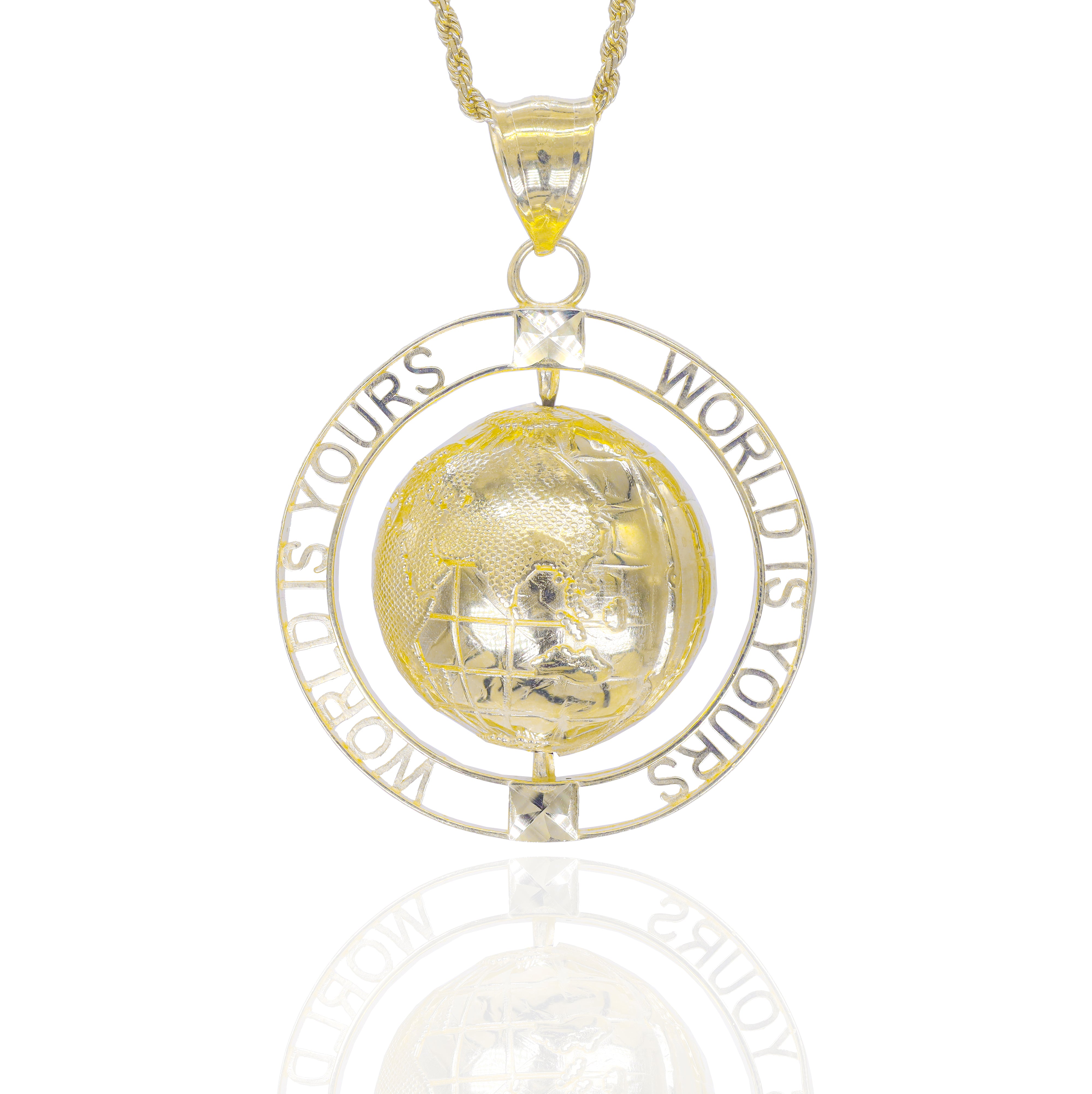 Gold Spinning World is Yours Pendant