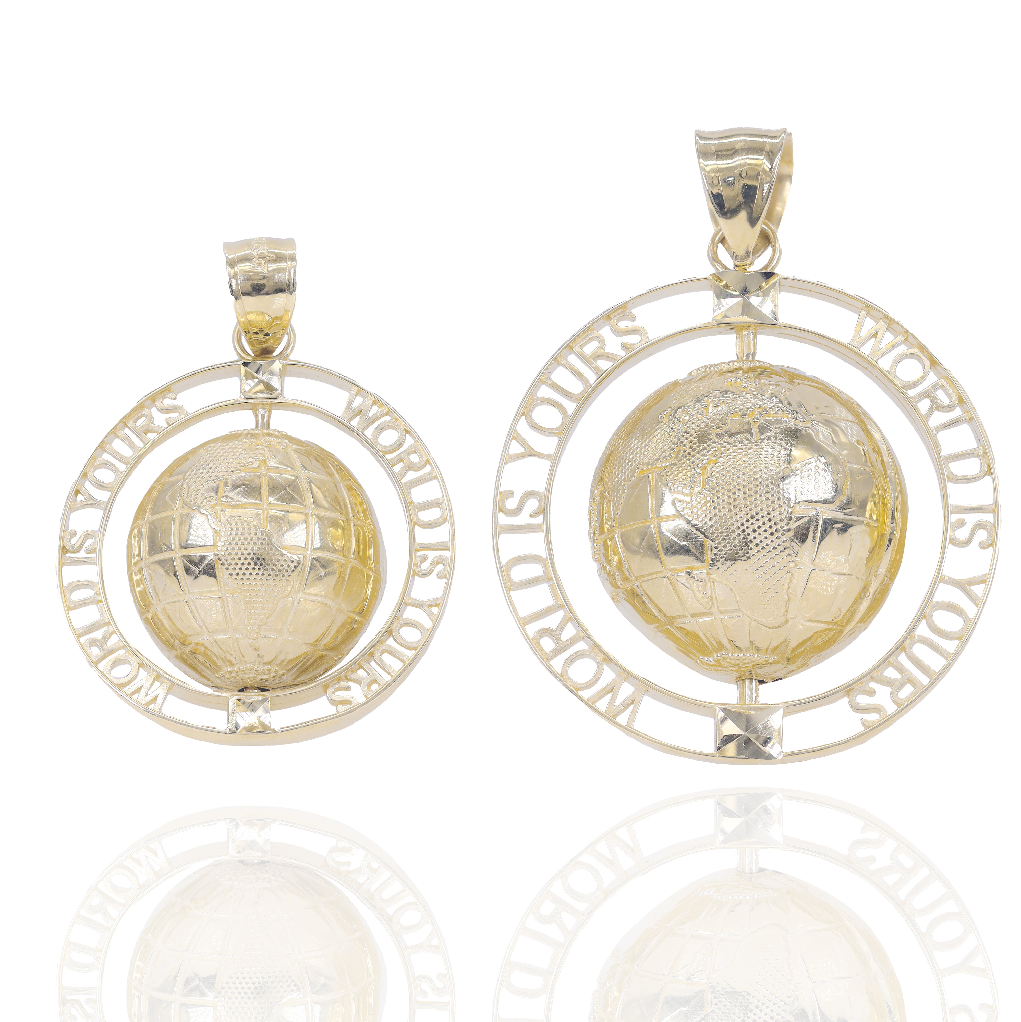 Gold Spinning World is Yours Pendant