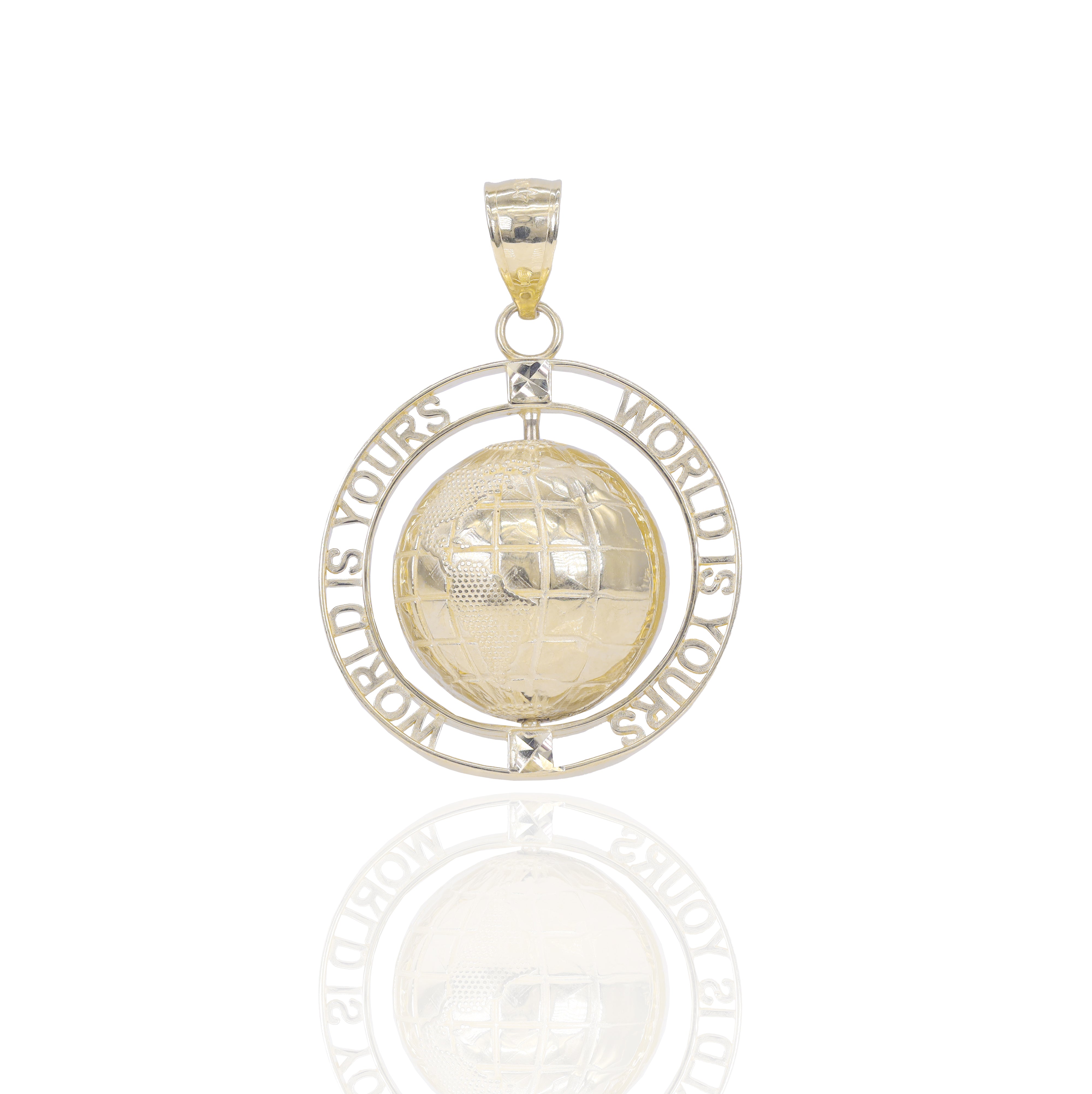 Gold Spinning World is Yours Pendant