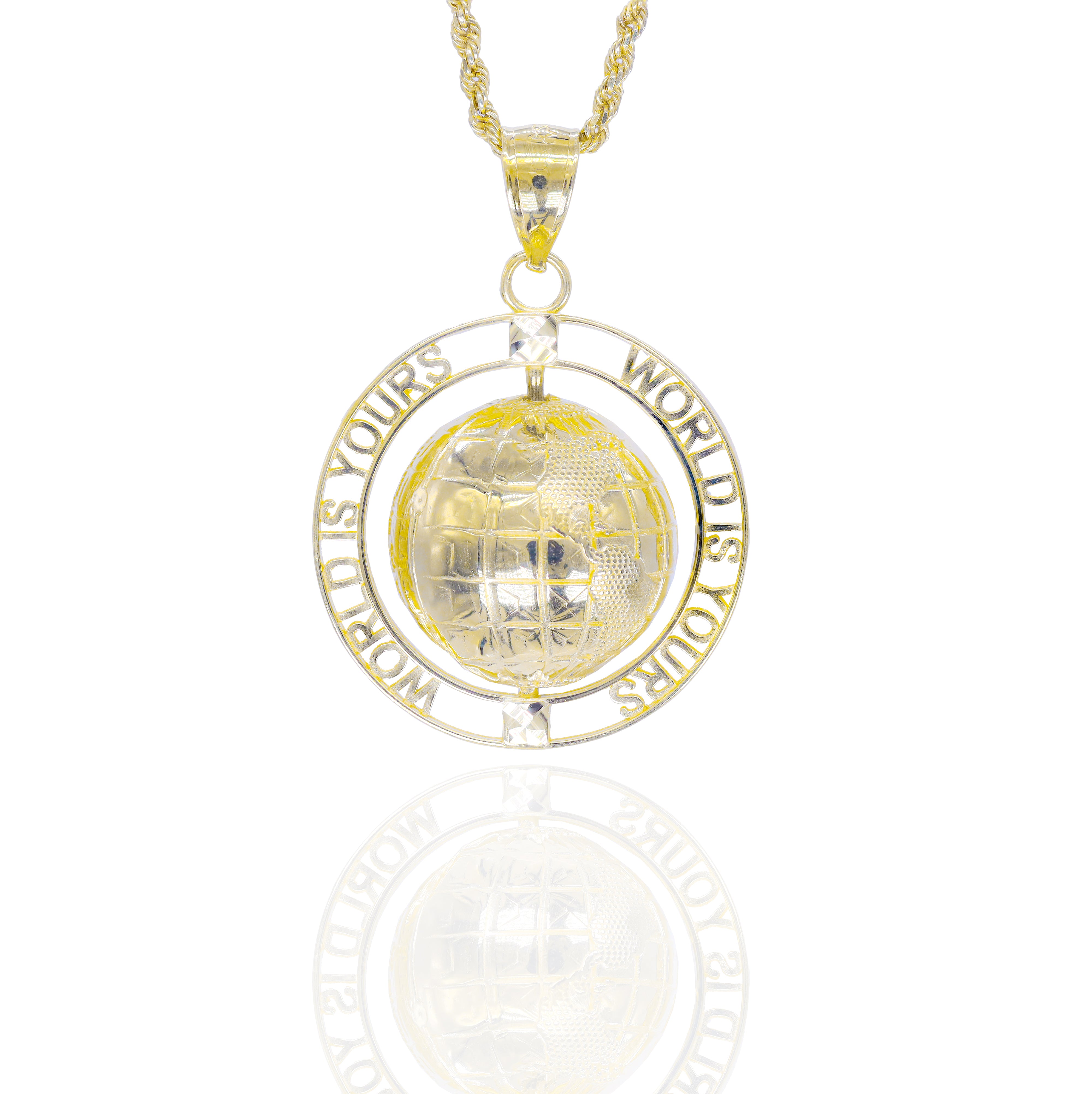 Gold Spinning World is Yours Pendant