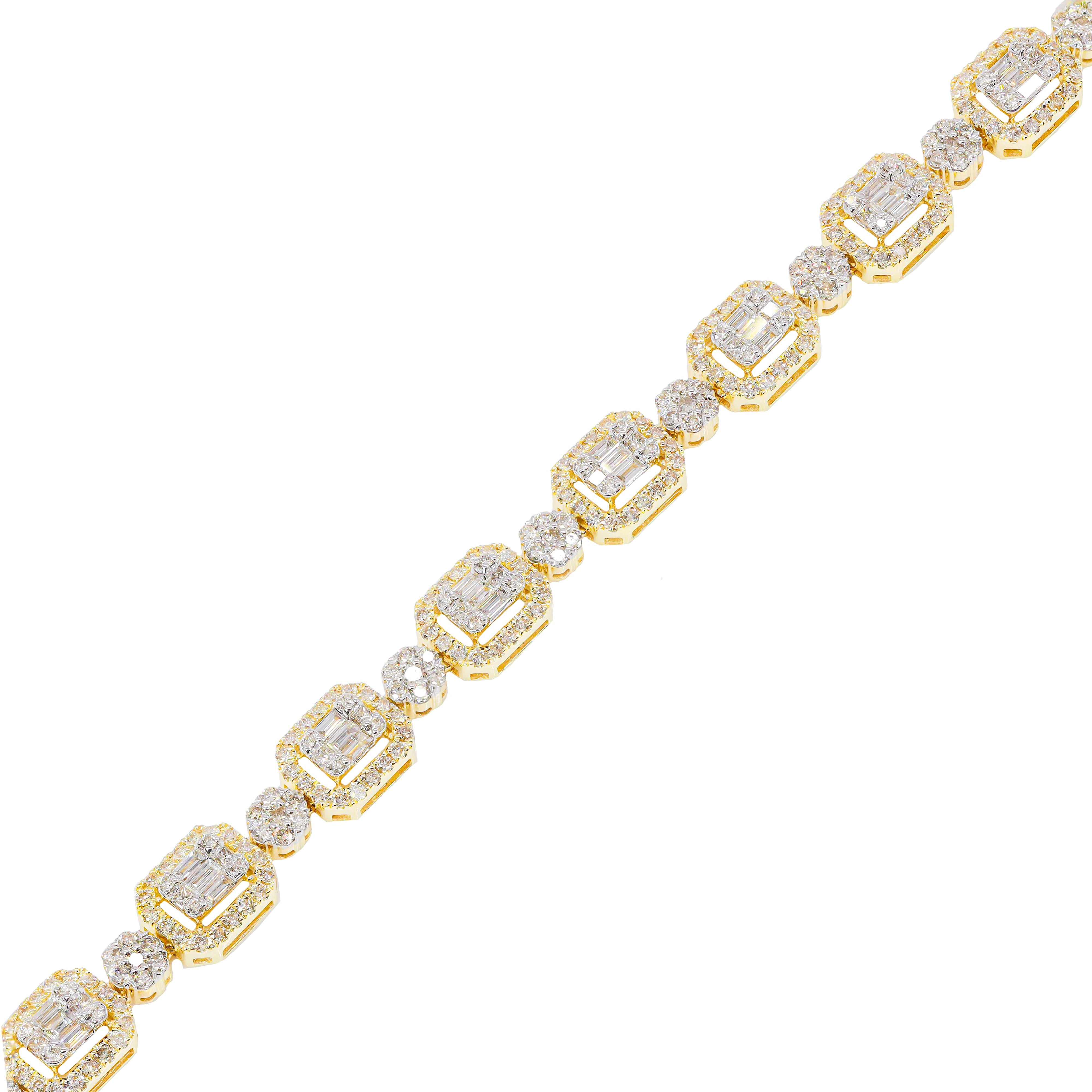 Baguette and Flower Cluster Diamond Chain
