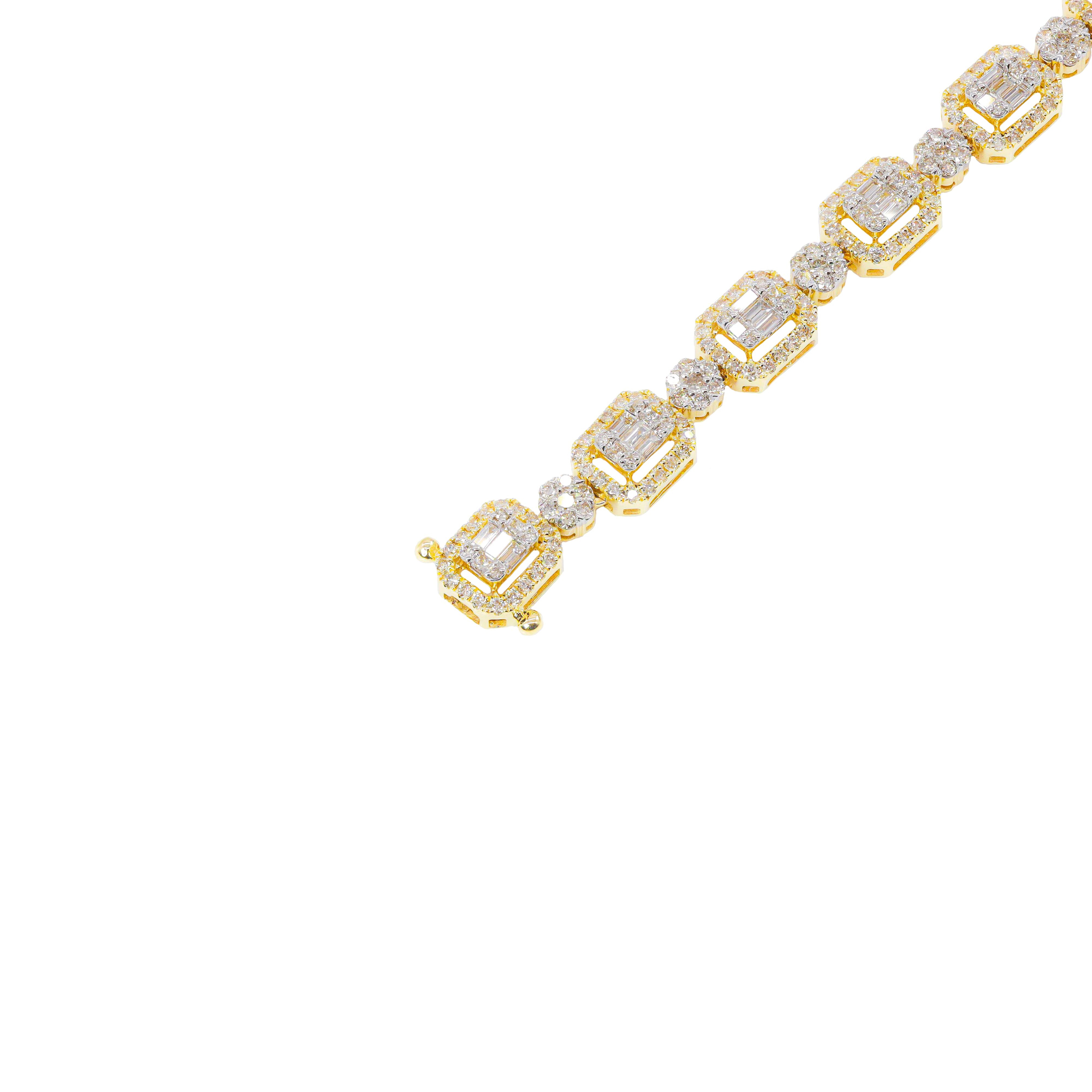 Baguette and Flower Cluster Diamond Chain
