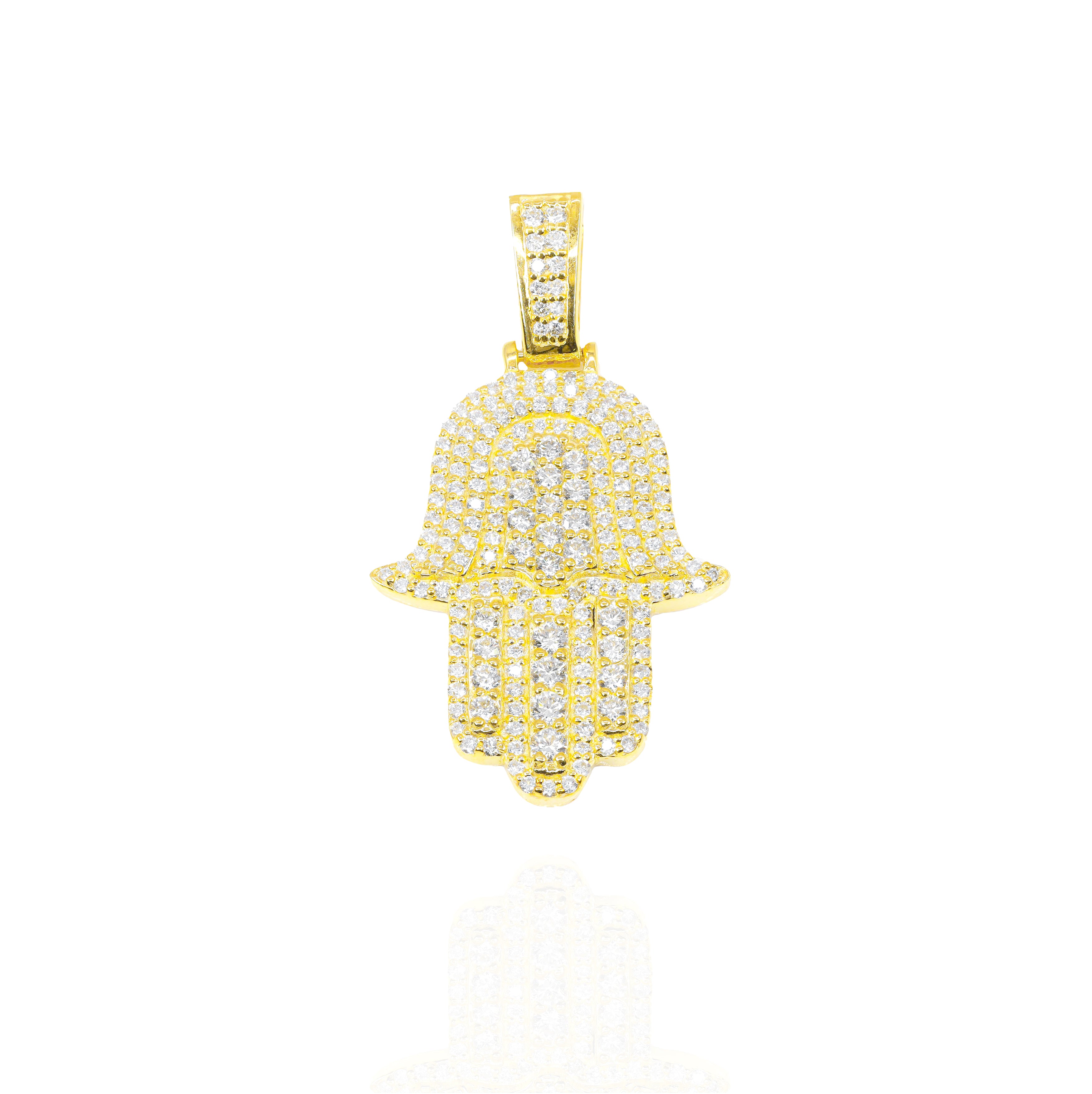 Hamza Hand With Big Pointers Diamond Pendant