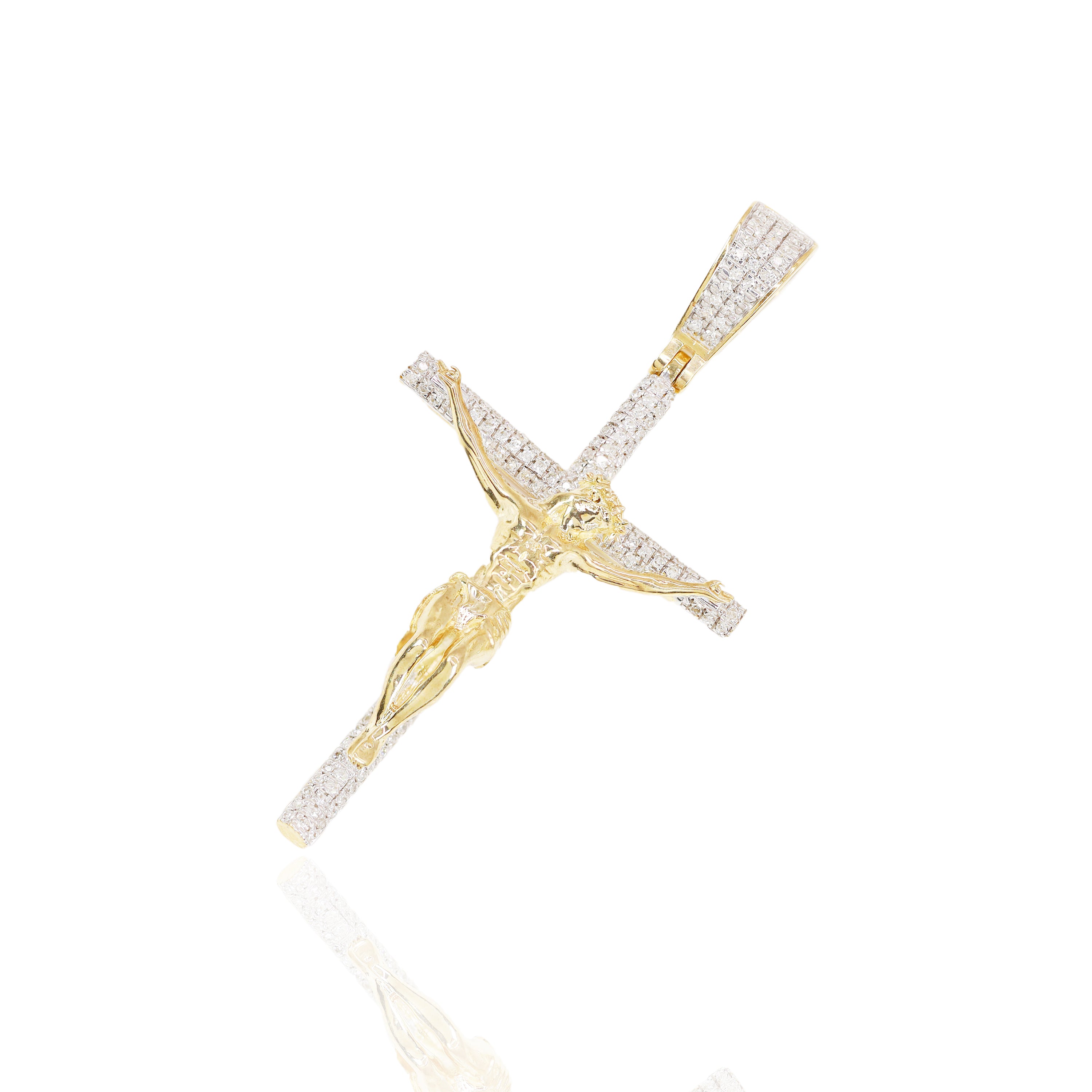 Gold Jesus on Cross Diamond Pendant