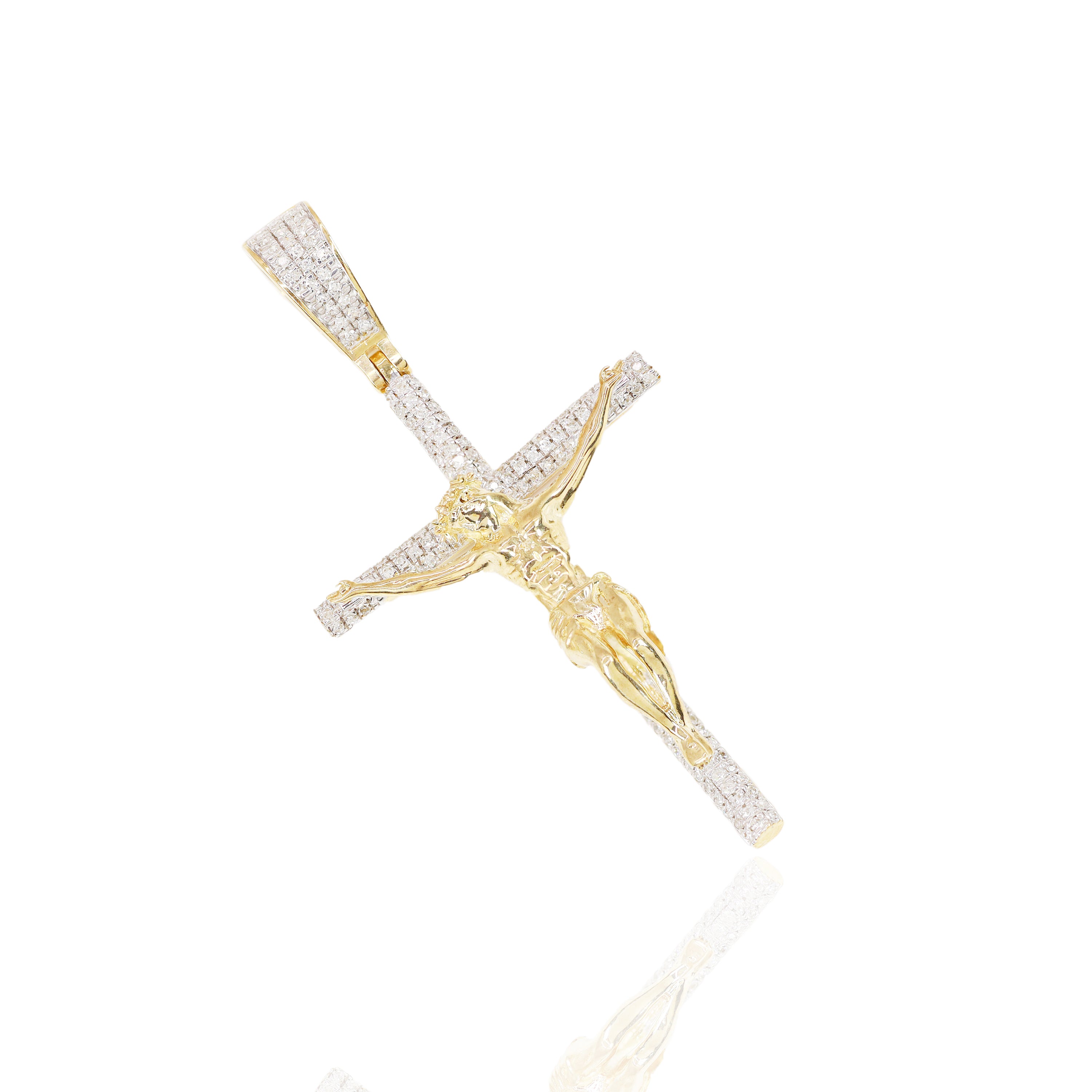 Gold Jesus on Cross Diamond Pendant