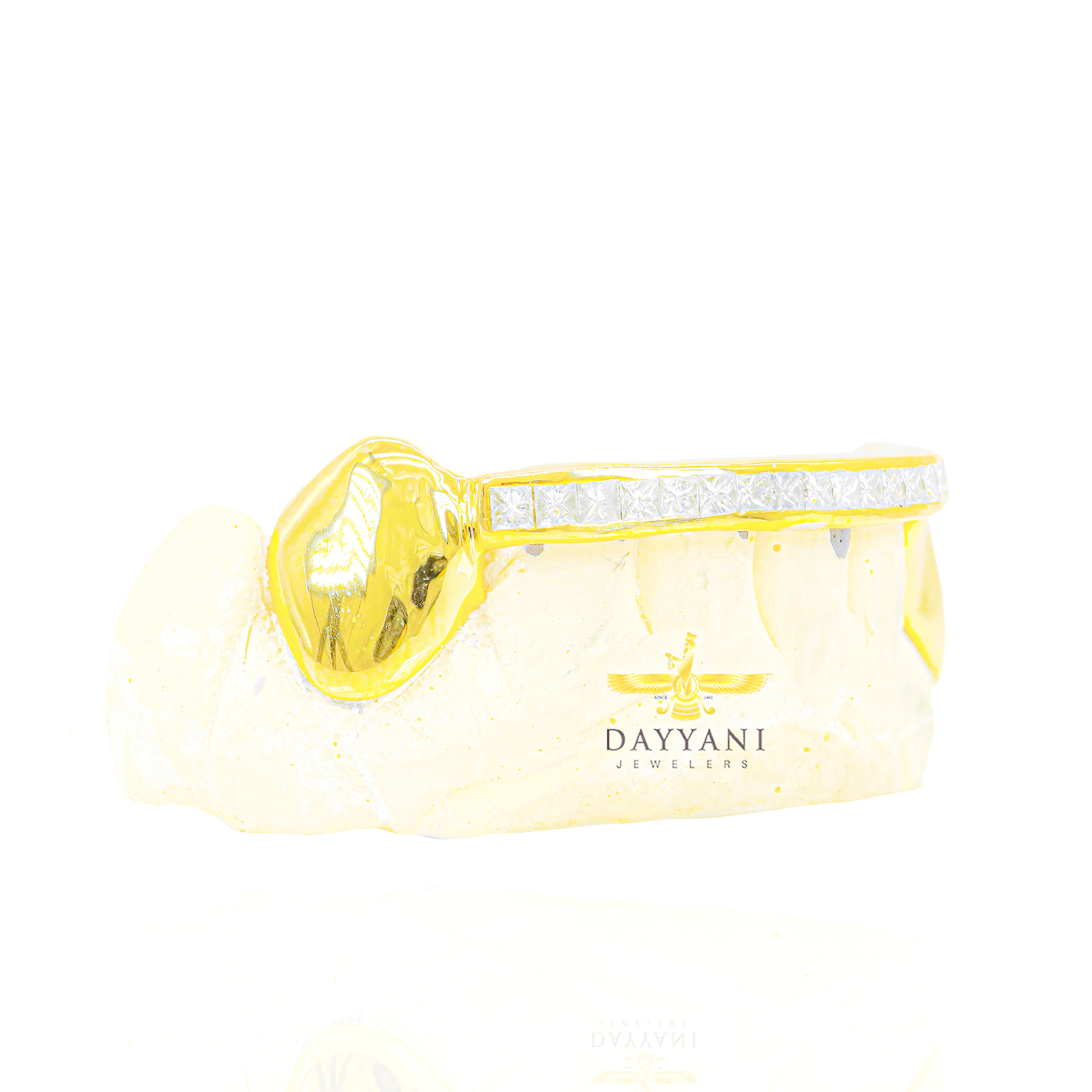 Custom One Row Princess Cut Diamond Bar Gold Grillz