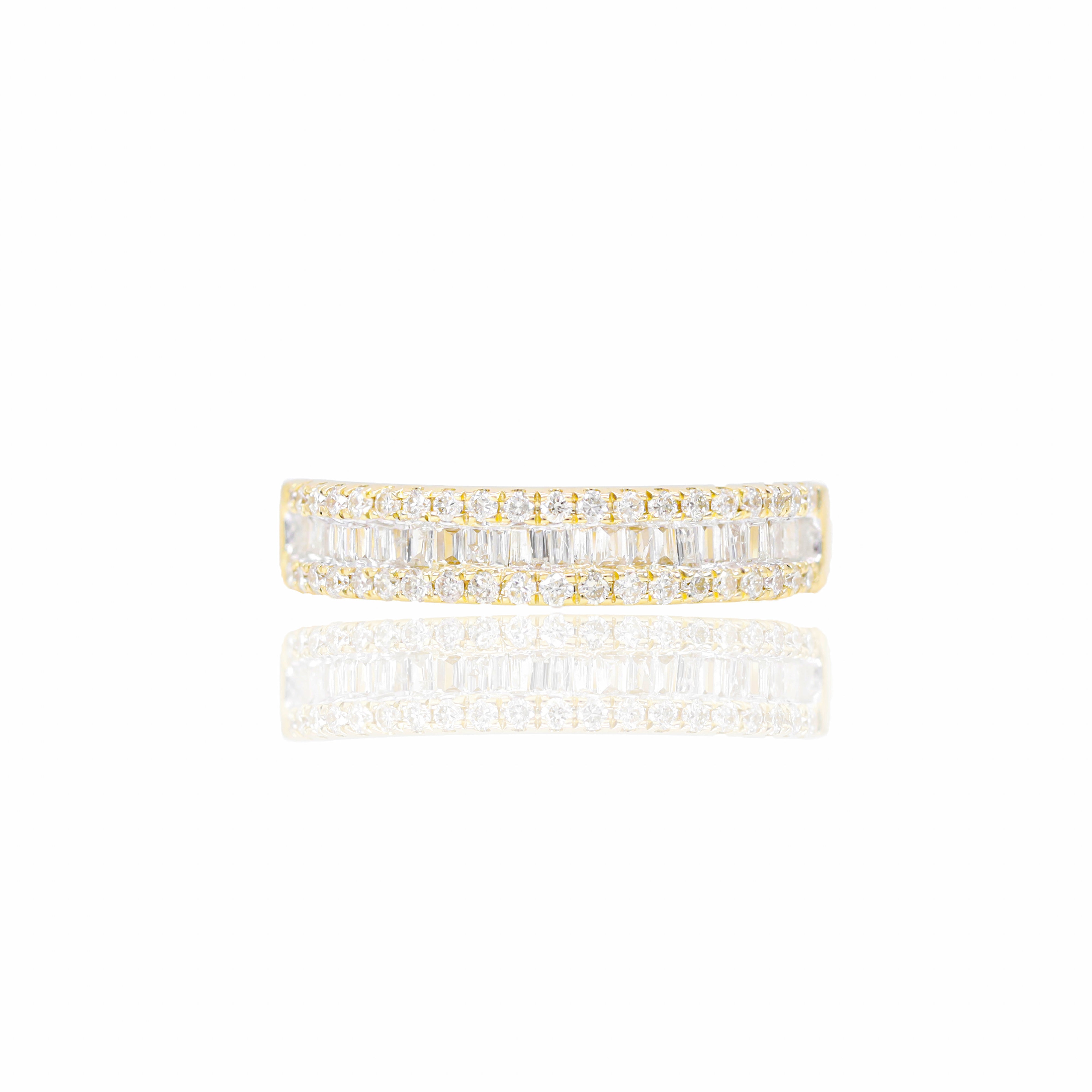 Baguette Diamond Engagement Ring w/ Halo & Wedding Band