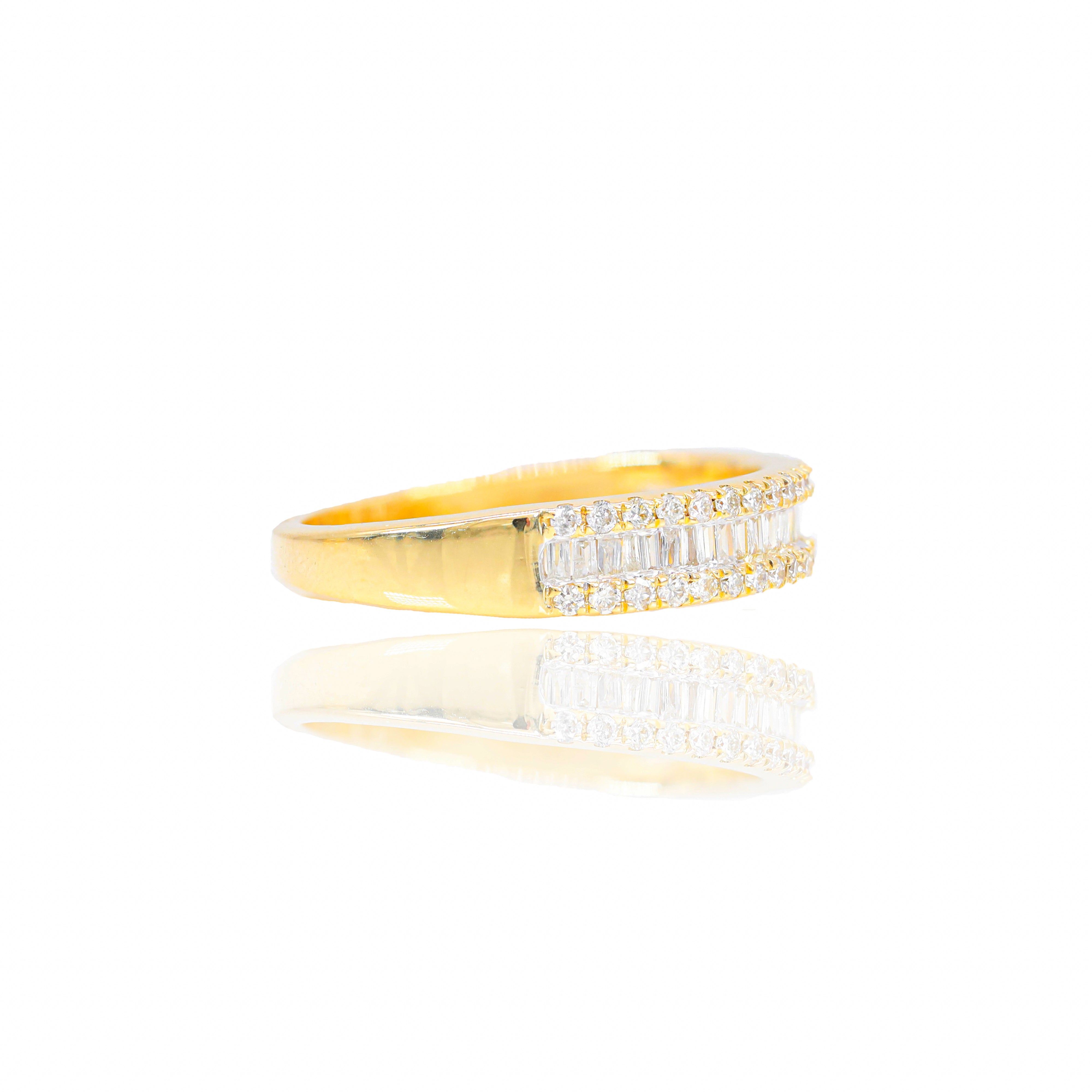 Baguette Diamond Engagement Ring w/ Halo & Wedding Band
