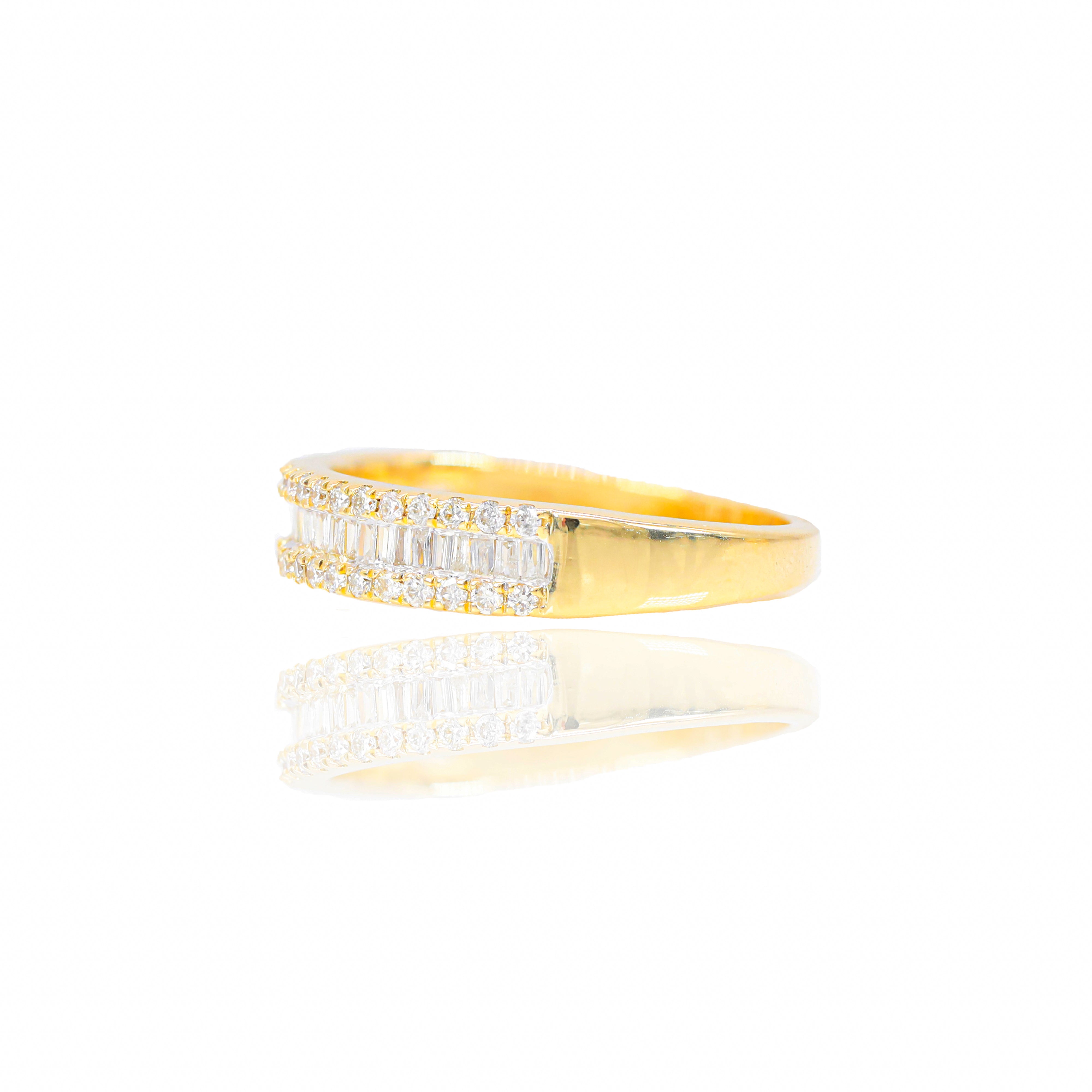 Baguette Diamond Engagement Ring w/ Halo & Wedding Band
