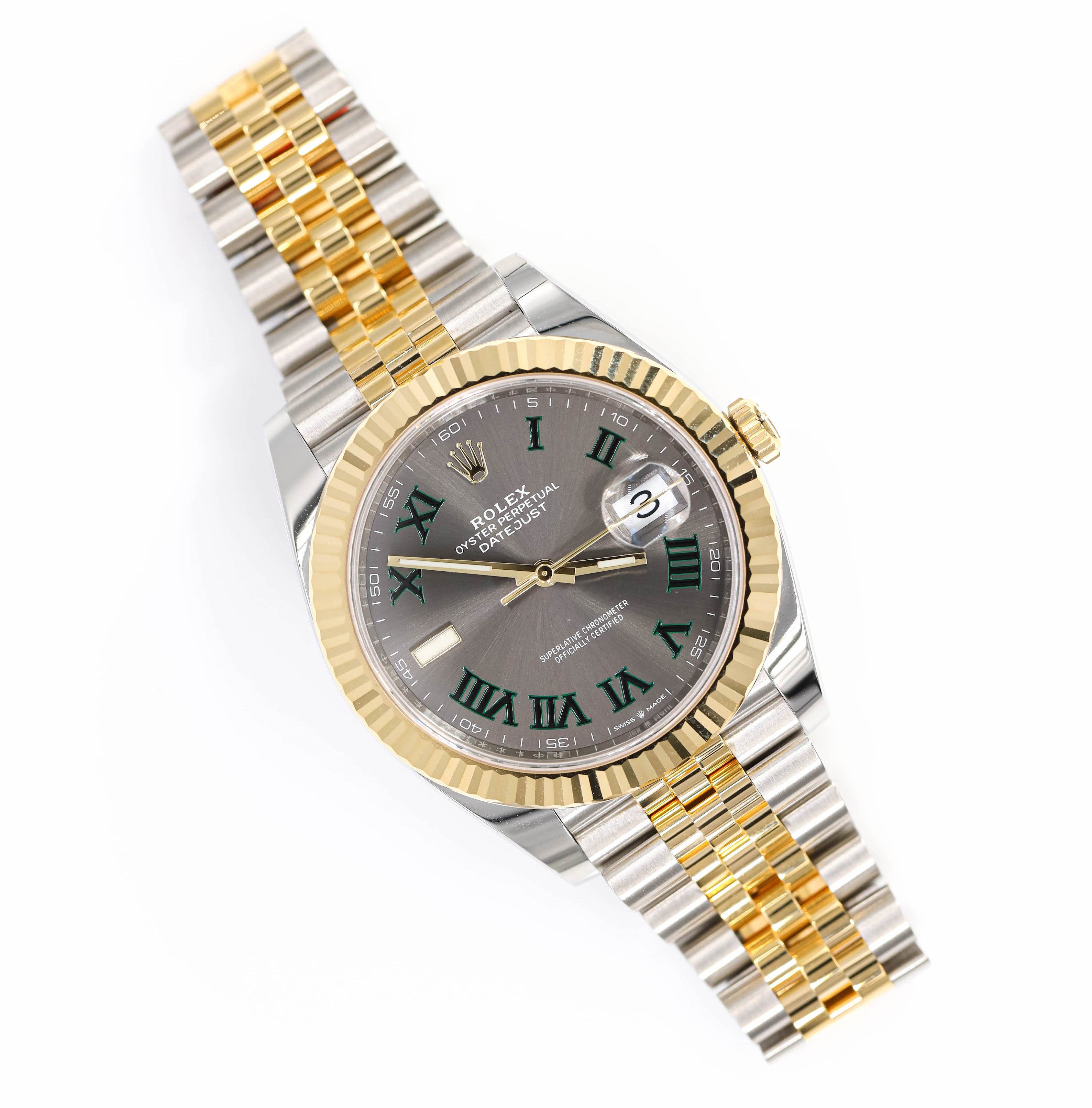 Rolex Datejust Wimbledon 41mm 126333 Jubilee Two-Tone 18K Gold Fluted Bezel & Steel Slate Roman Dial