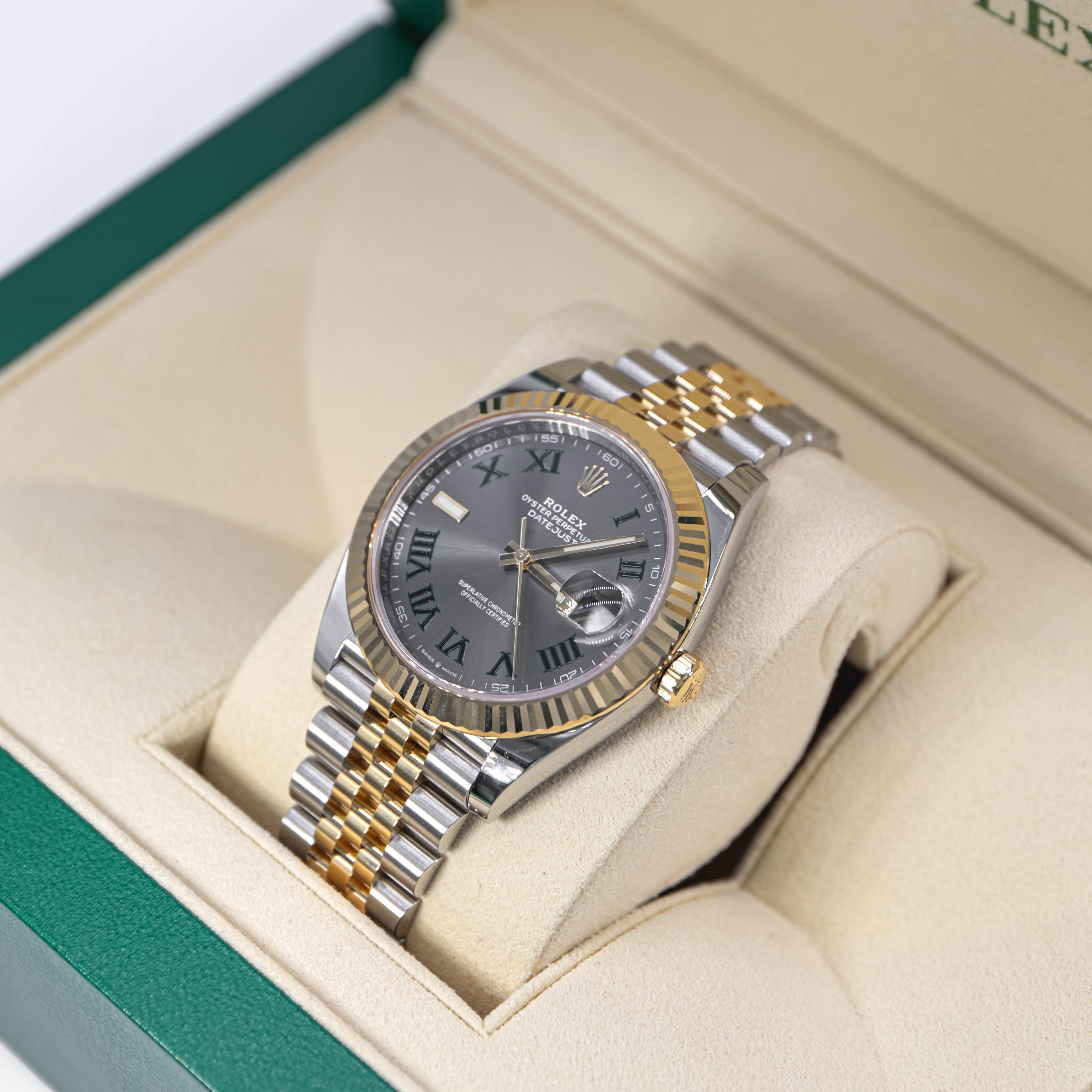 Rolex Datejust Wimbledon 41mm 126333 Jubilee Two-Tone 18K Gold Fluted Bezel & Steel Slate Roman Dial