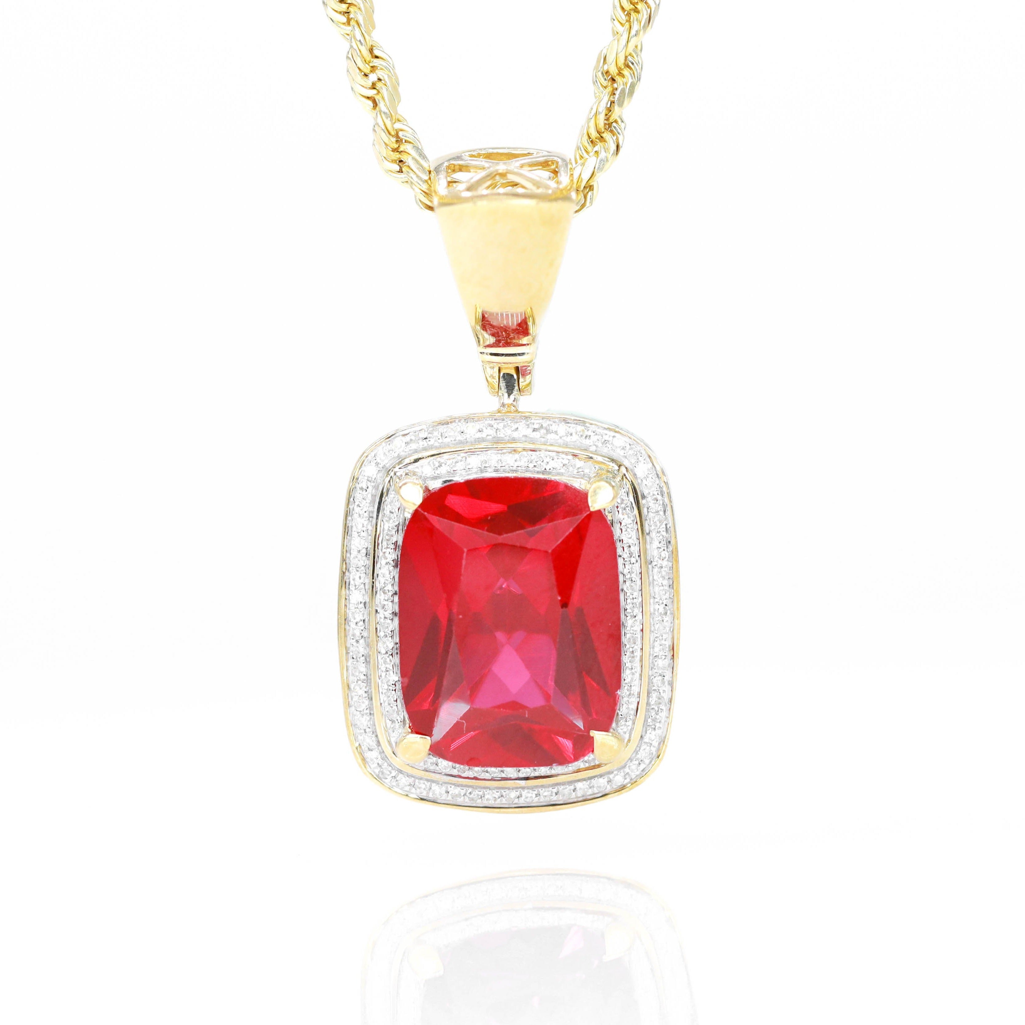 Red Gemstone Diamond Pendant