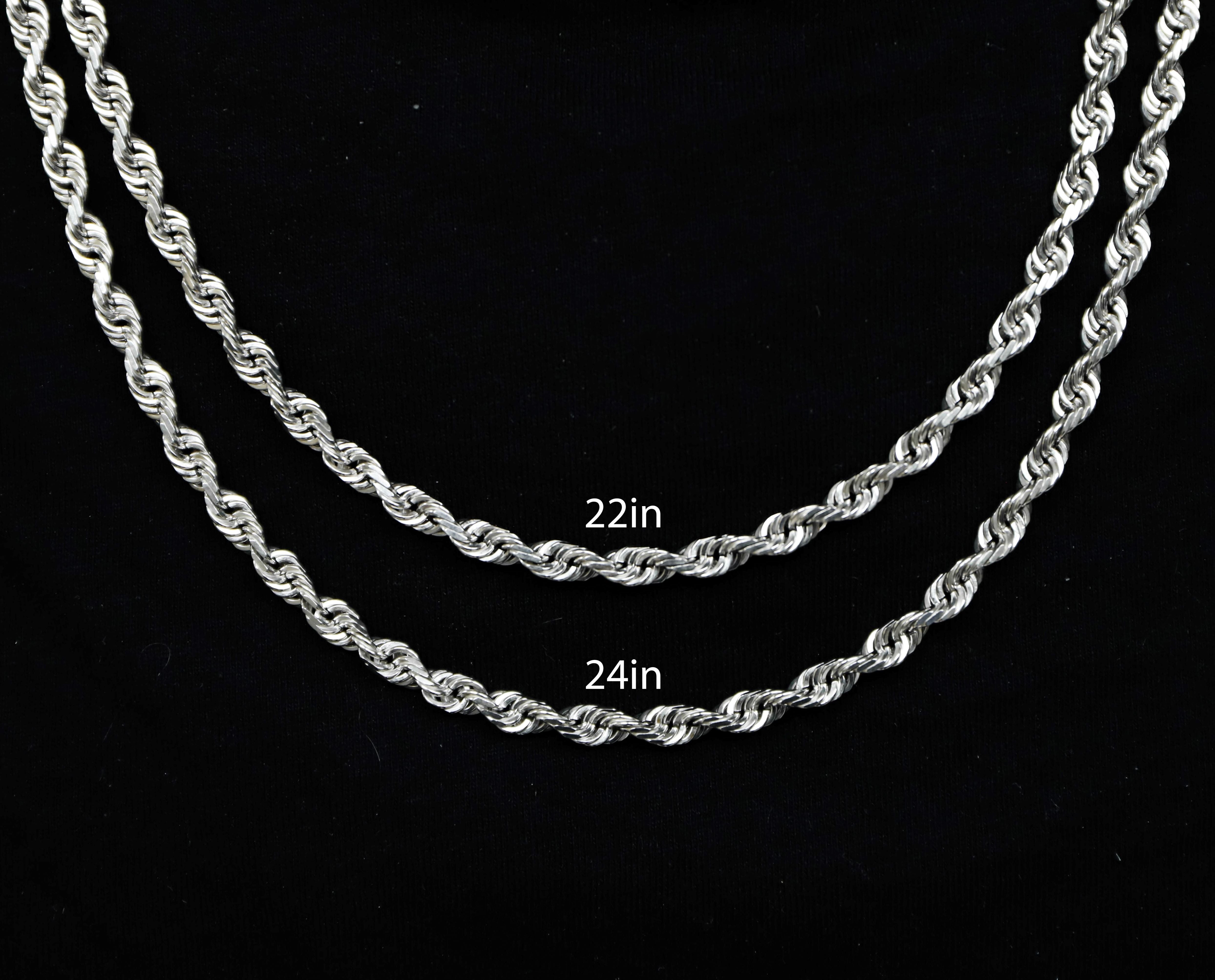 10KT Solid Gold Rope White Gold Chain