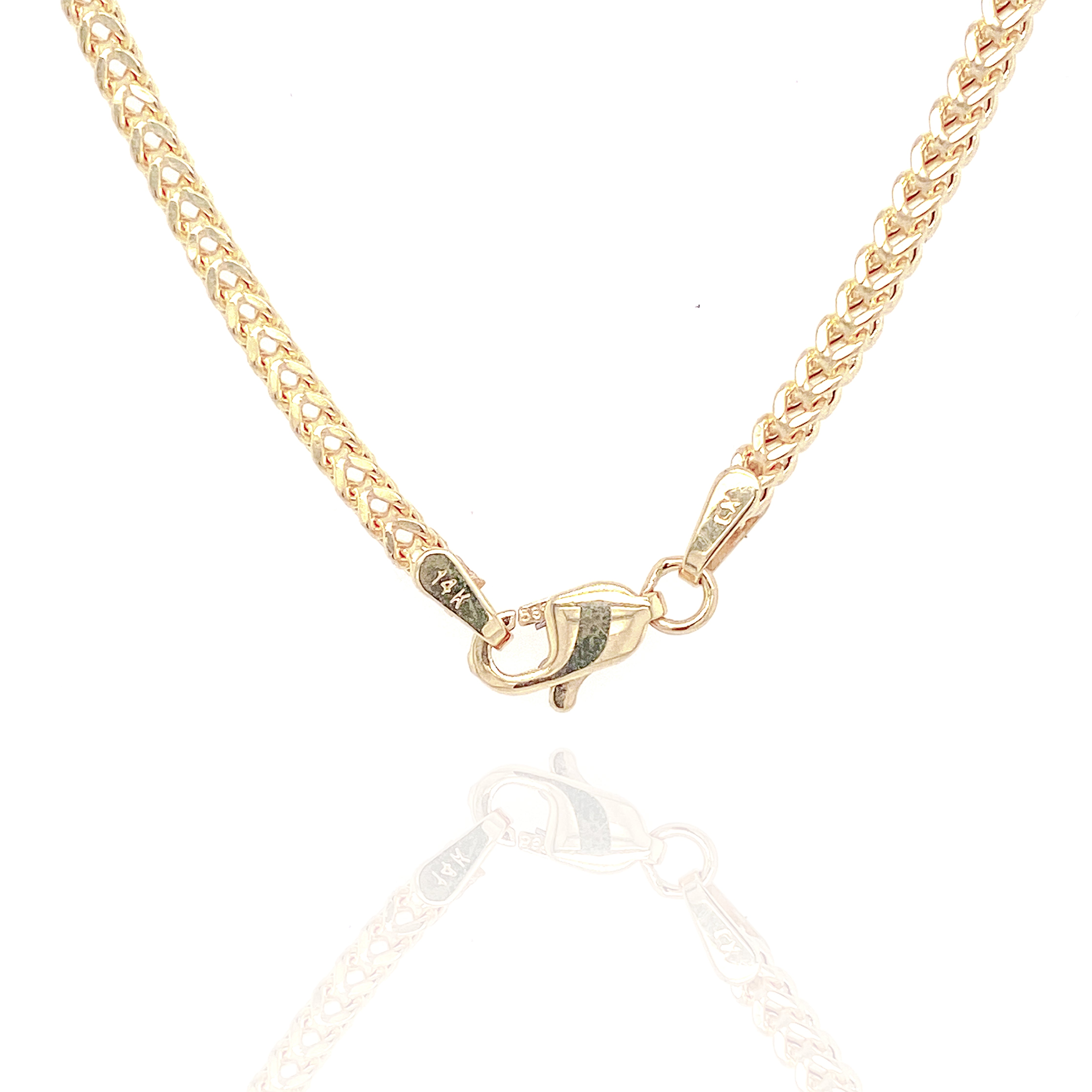 14KT Semi-Solid Square Franco Yellow Gold Chain
