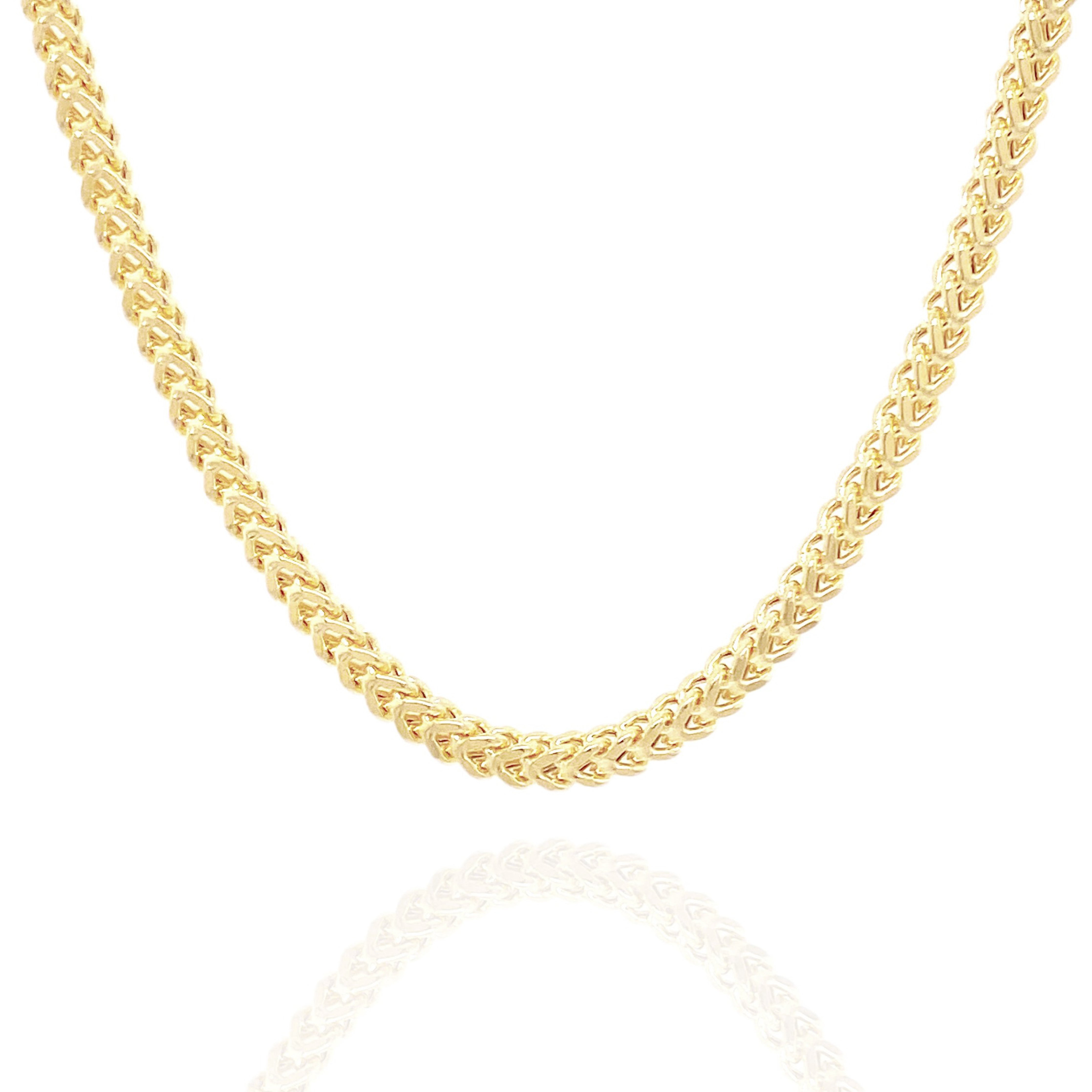 14KT Semi-Solid Square Franco Yellow Gold Chain