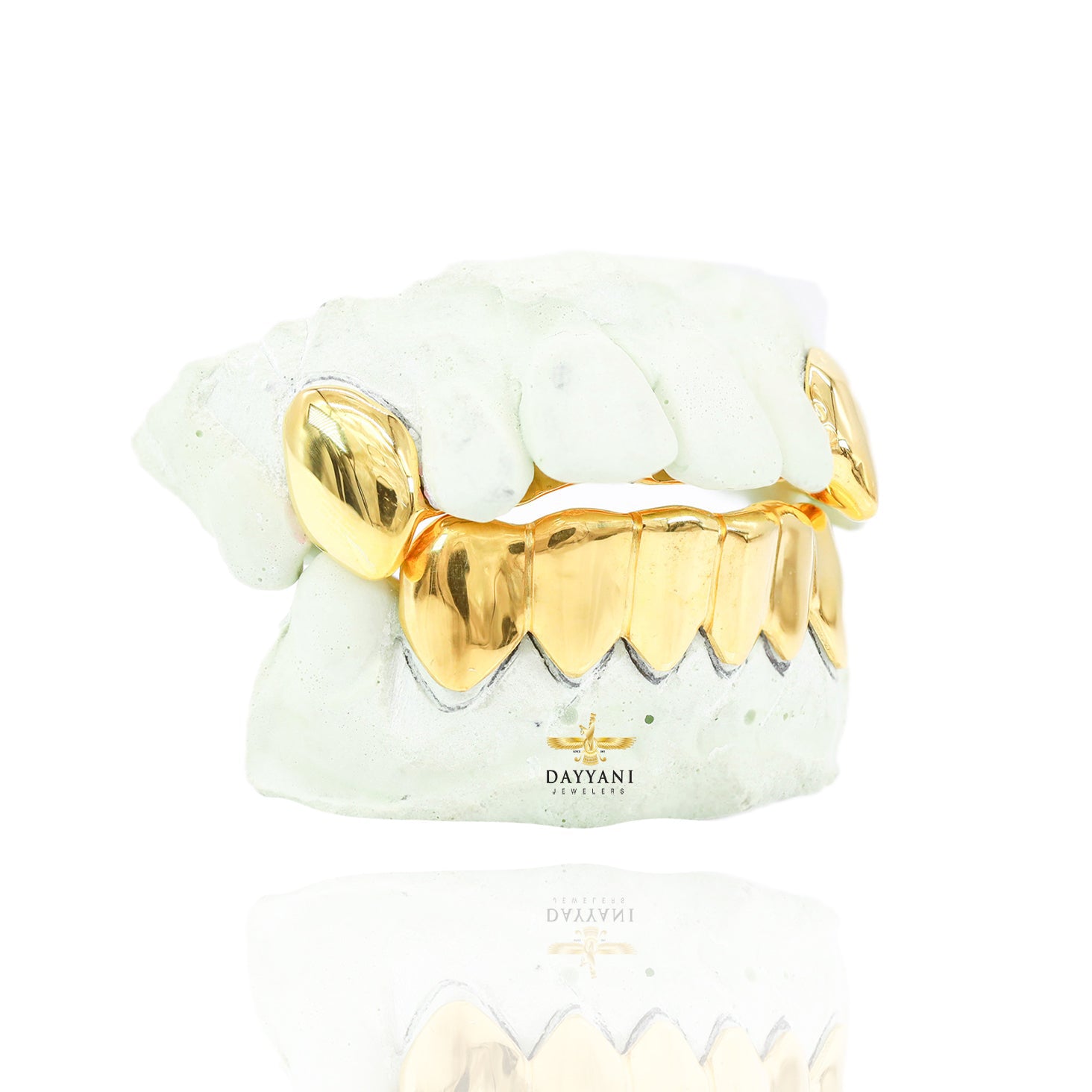 Custom 2 Teeth with Extended Fangs & 6 Bottom Gold Grillz