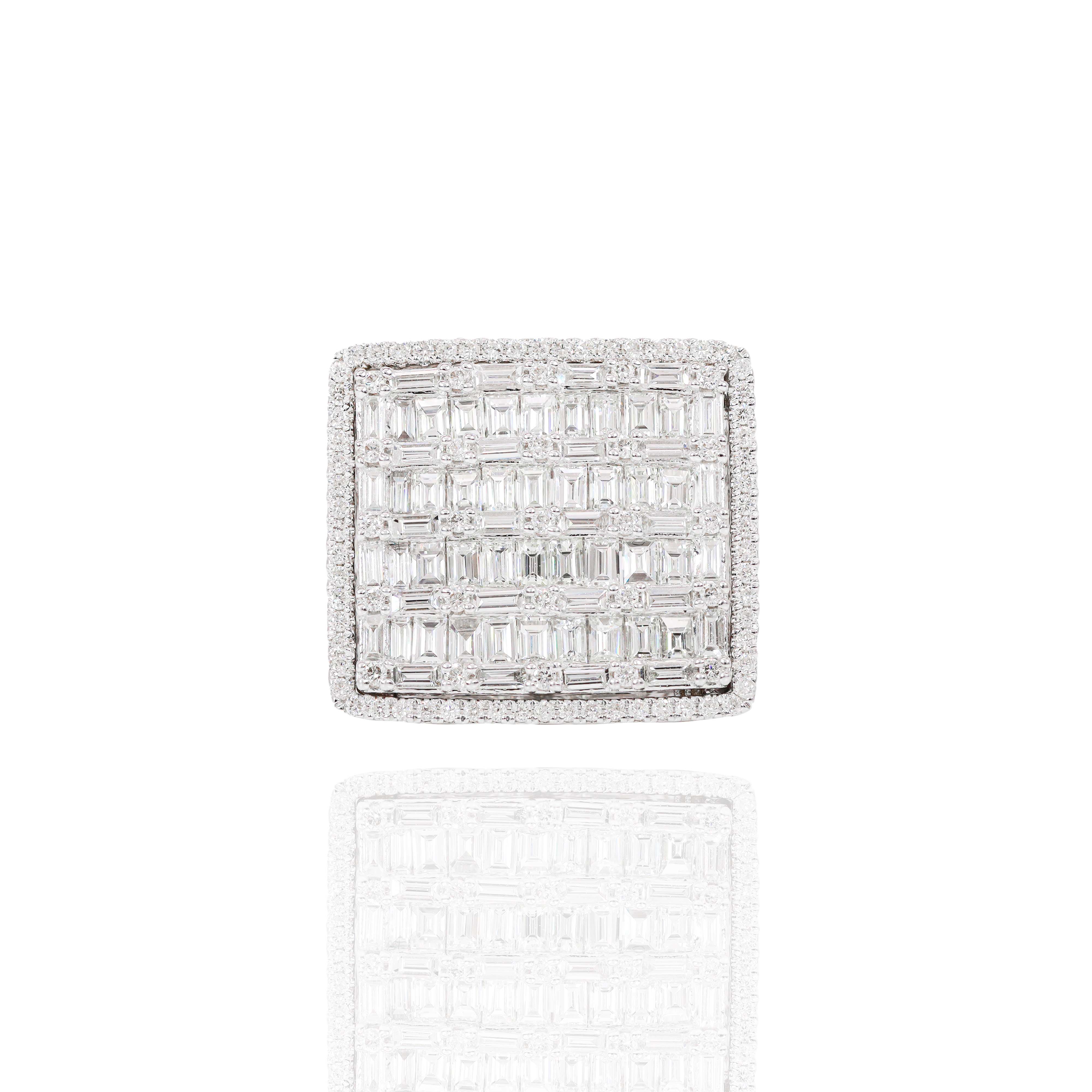 Square Baguette Cluster Diamond Ring