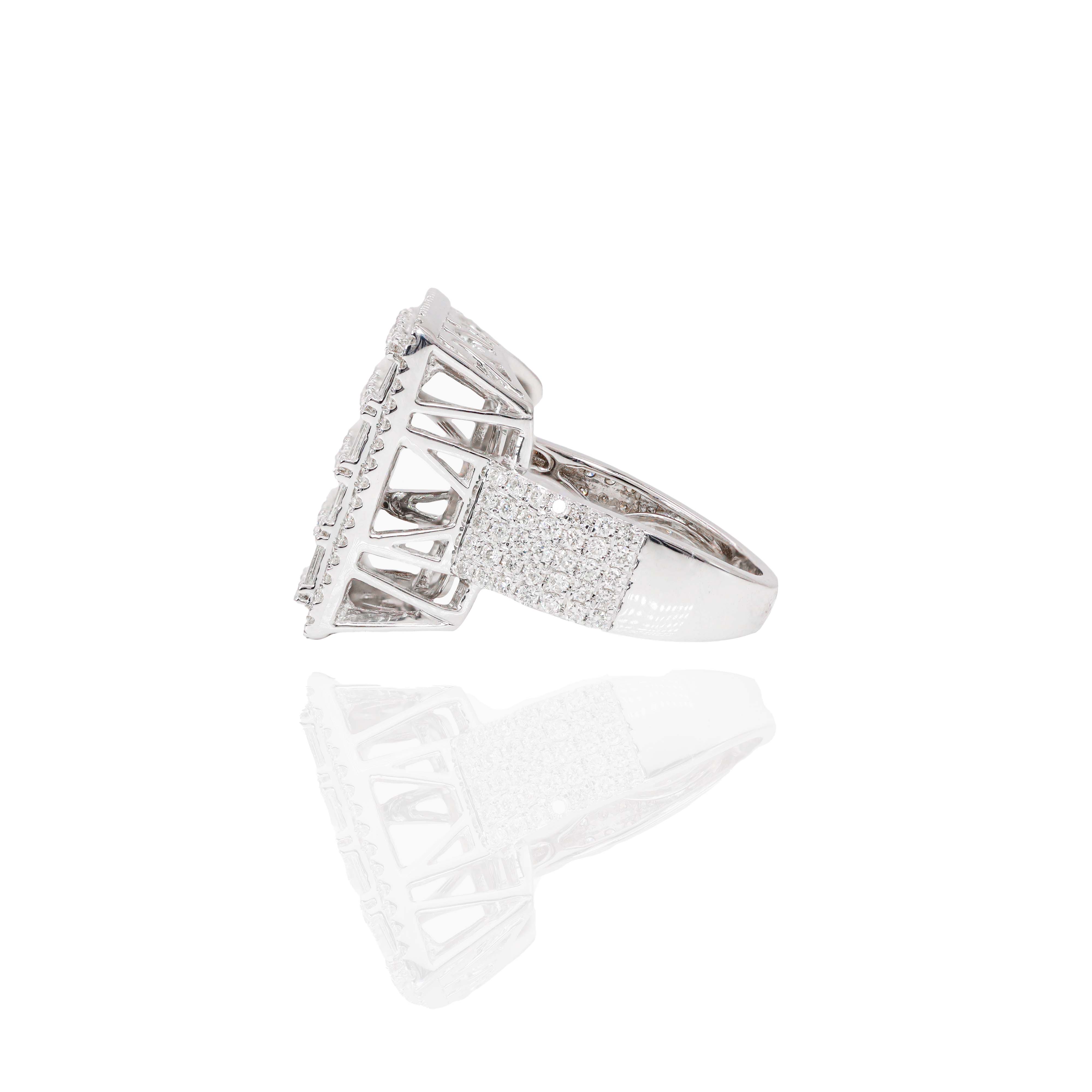 Square Baguette Cluster Diamond Ring