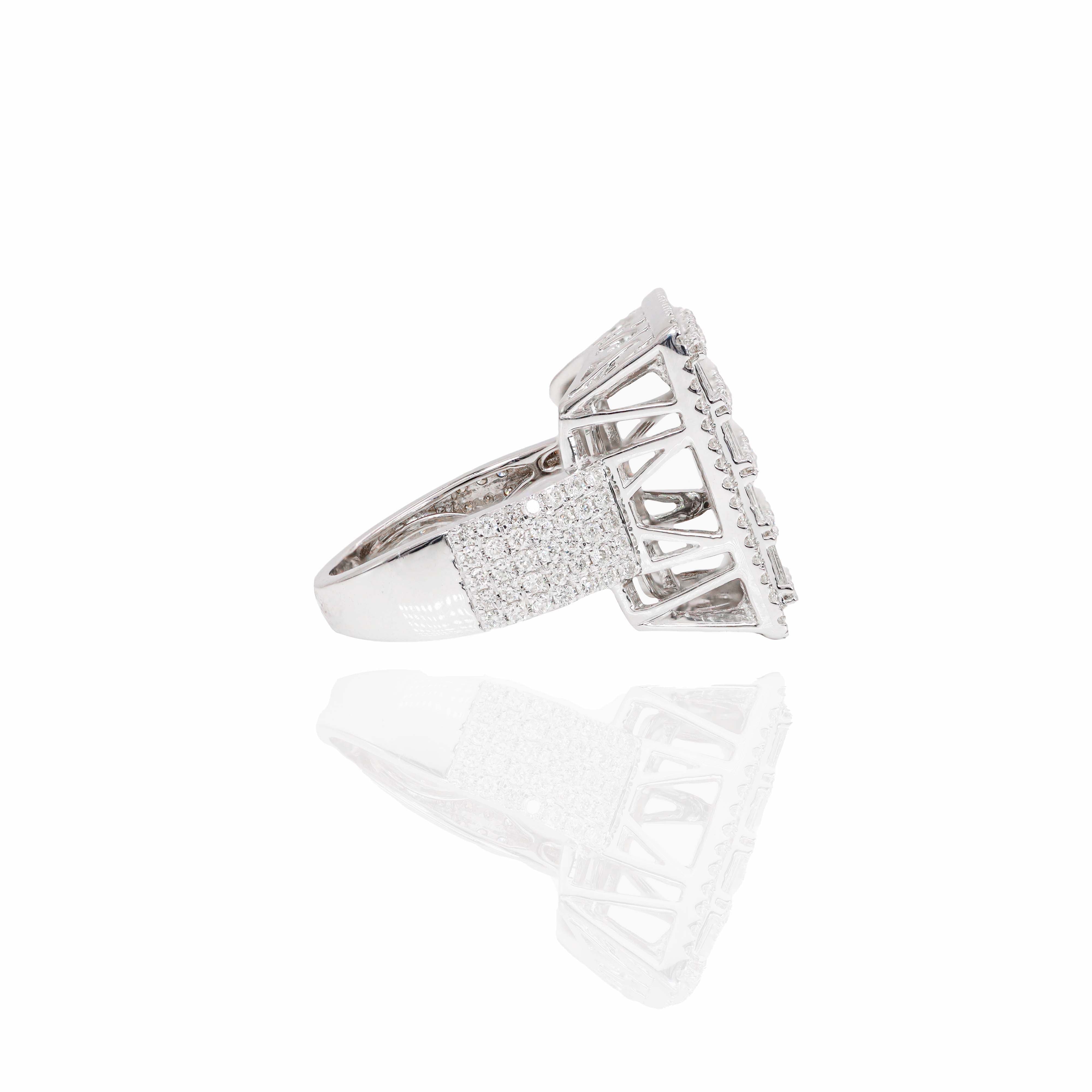 Square Baguette Cluster Diamond Ring