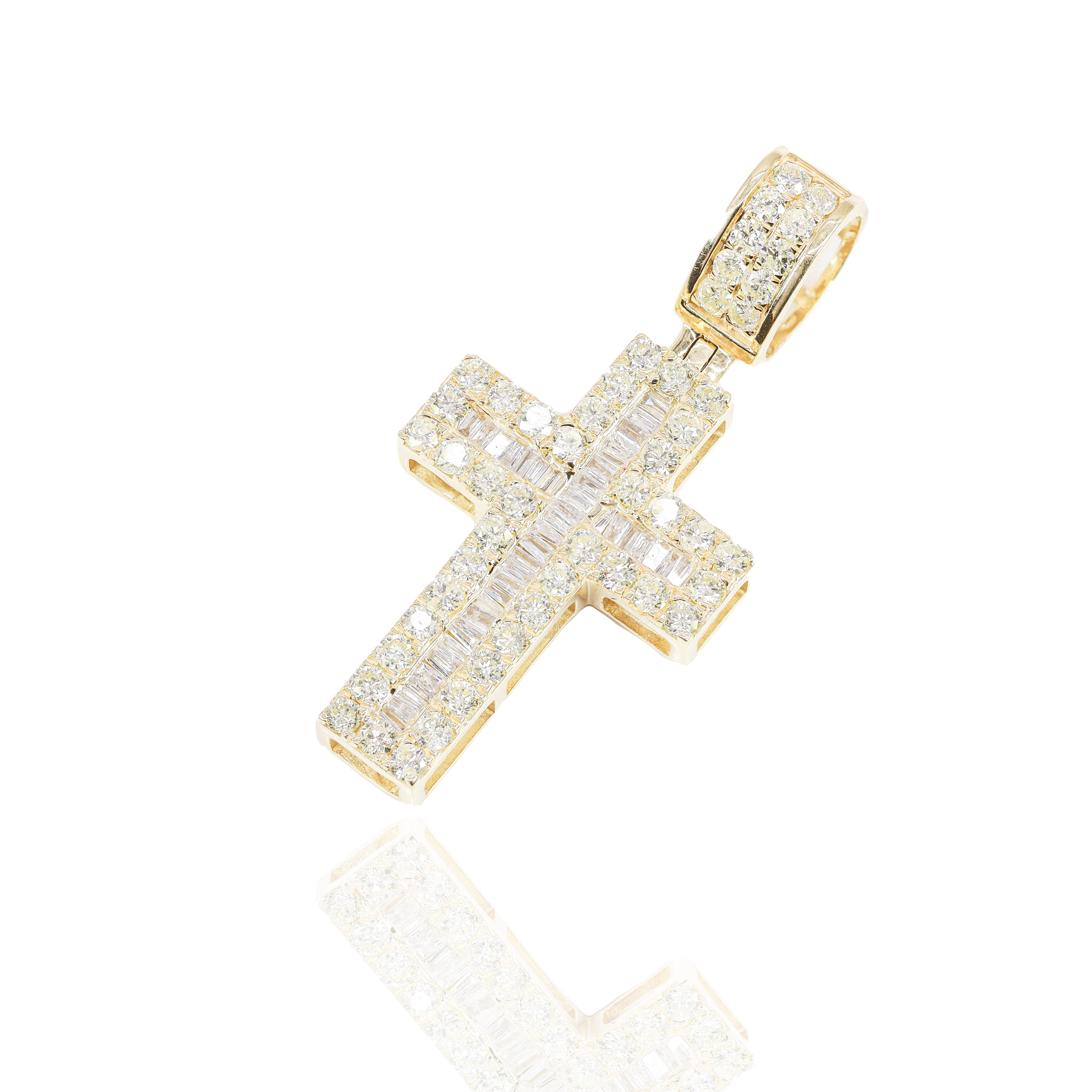 Baguette Cross With Square Edge Pendant